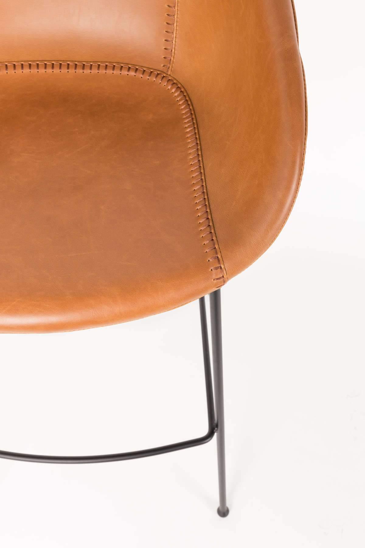 Bar stool low FESTON eco leather brown, Zuiver, Eye on Design