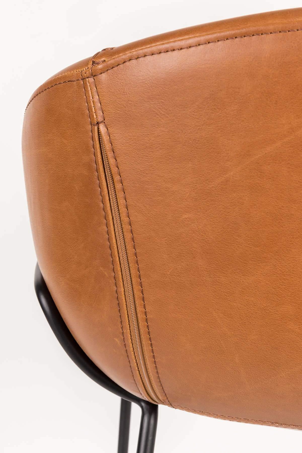 Bar stool low FESTON eco leather brown, Zuiver, Eye on Design