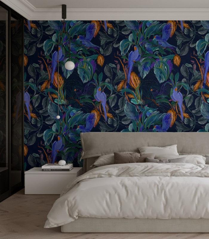 BLUE PARROTS wallpaper - Eye on Design