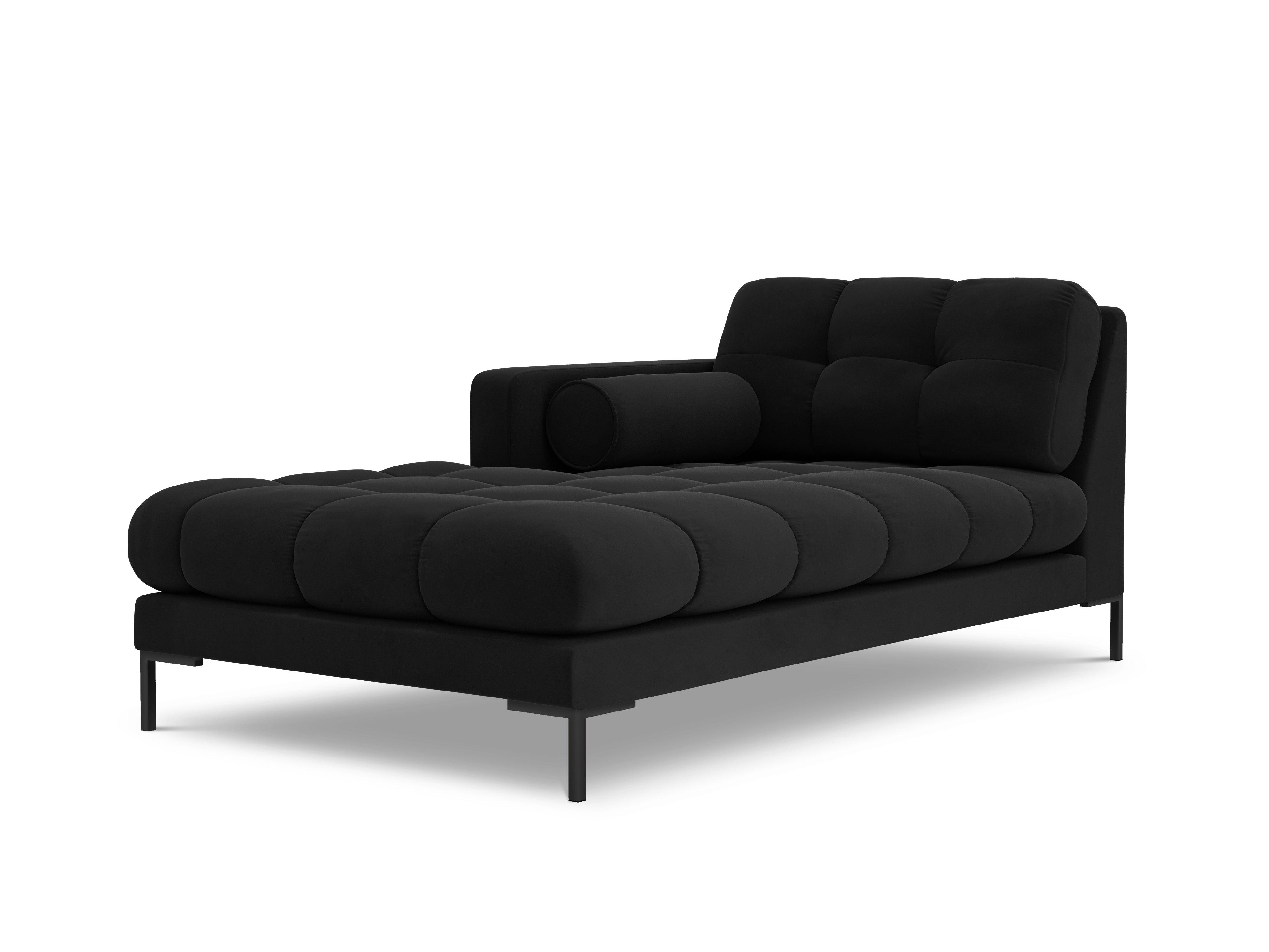 Chaise longue velvet left side BALI black with black base - Eye on Design