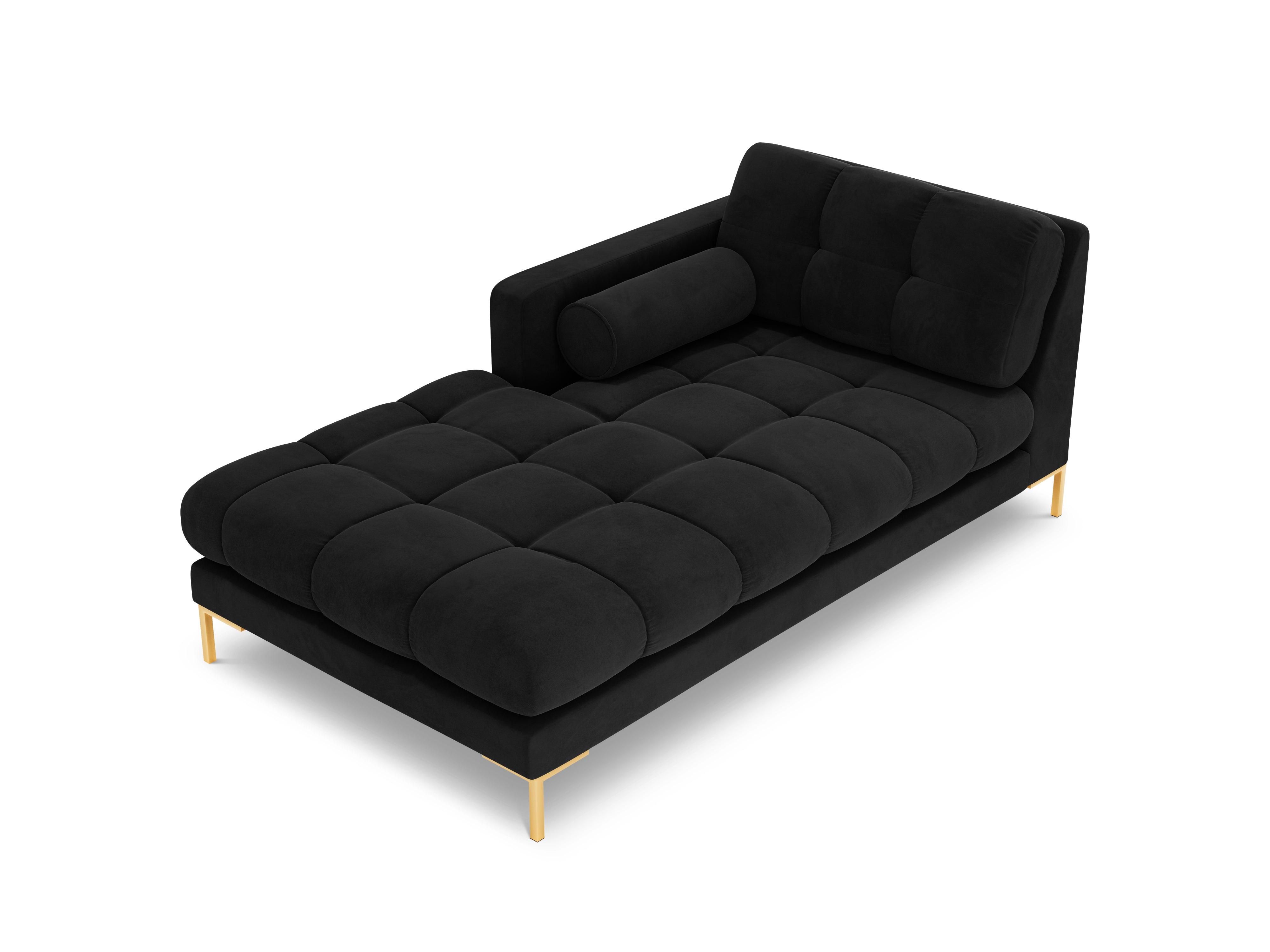 Chaise longue velvet left side BALI black with gold base - Eye on Design