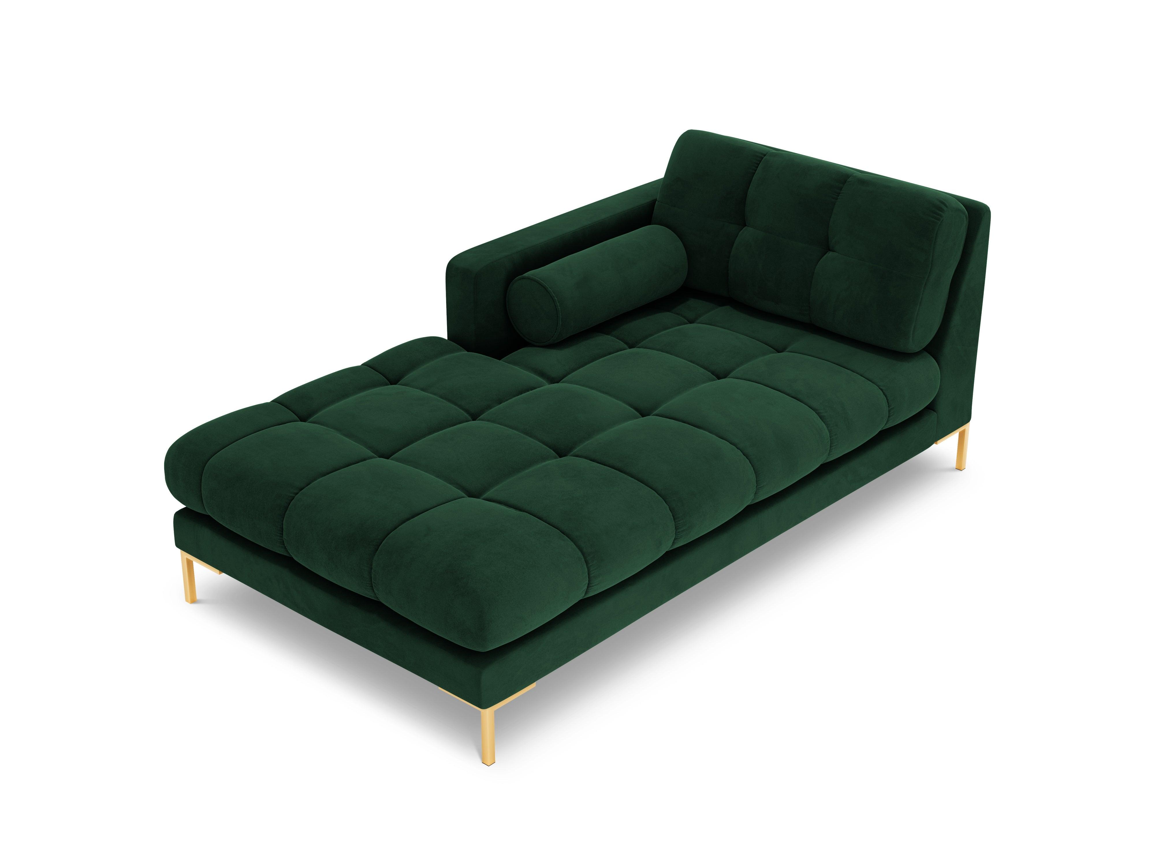 Chaise longue velvet left side BALI bottle green with gold base - Eye on Design