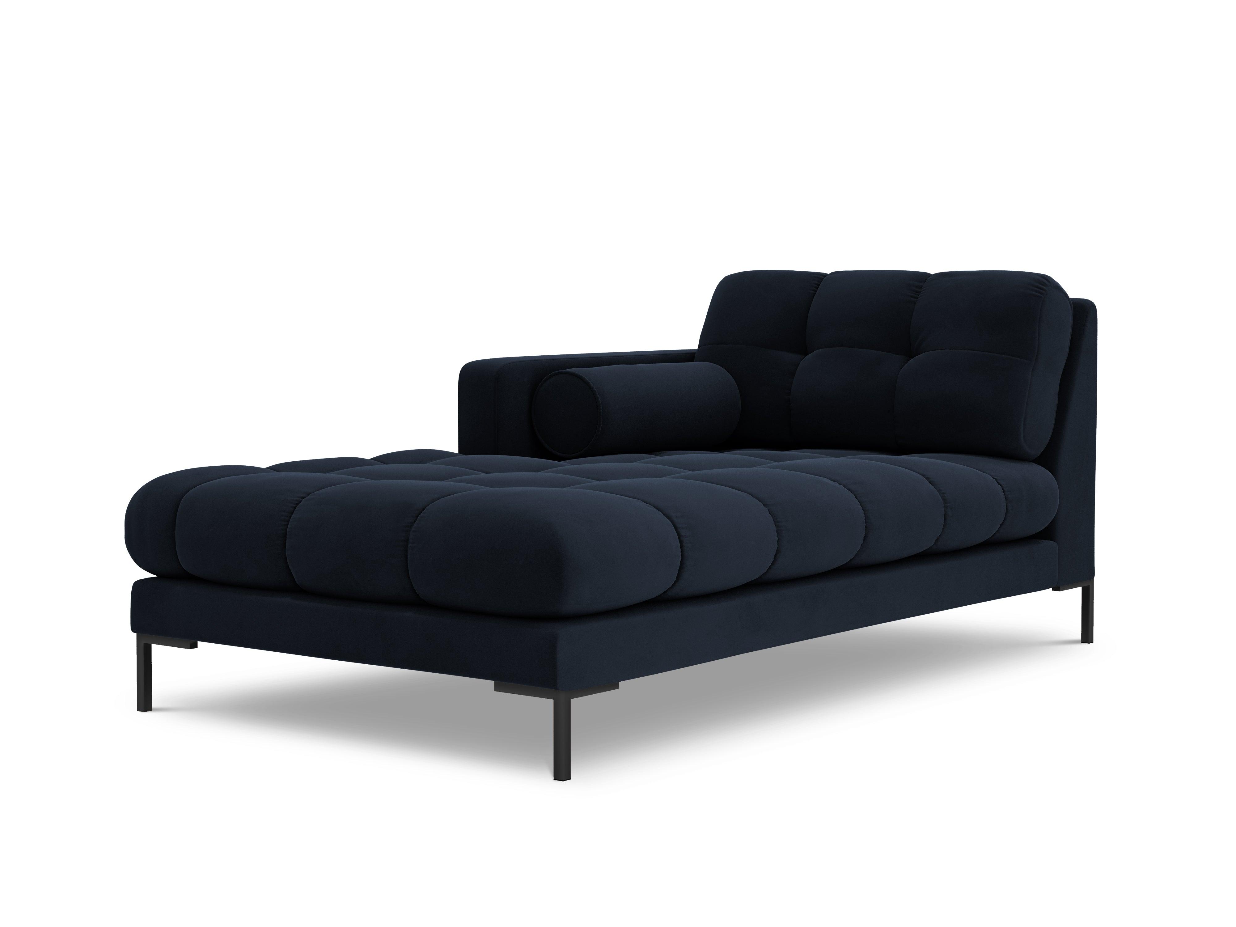 Chaise longue velvet left side BALI dark blue with black base - Eye on Design