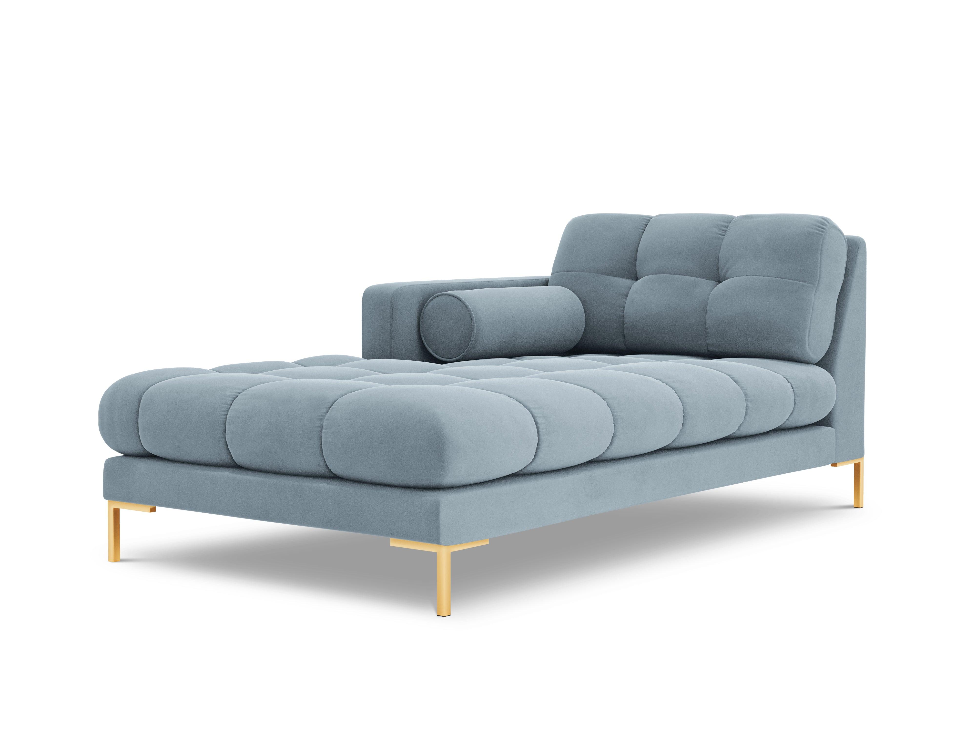 Chaise longue velvet left side BALI light blue with gold base - Eye on Design