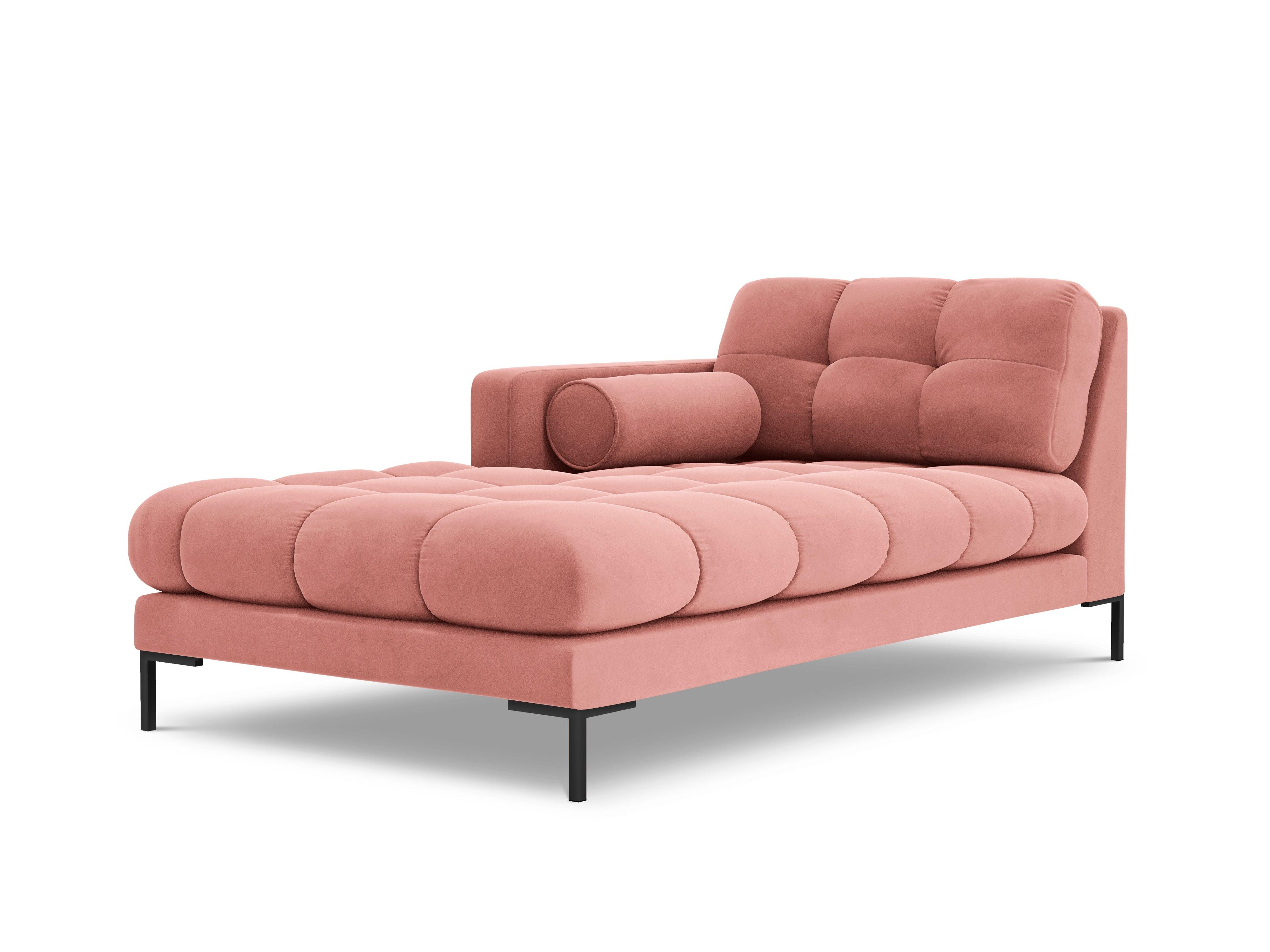 Chaise longue velvet left side BALI pink with black base - Eye on Design