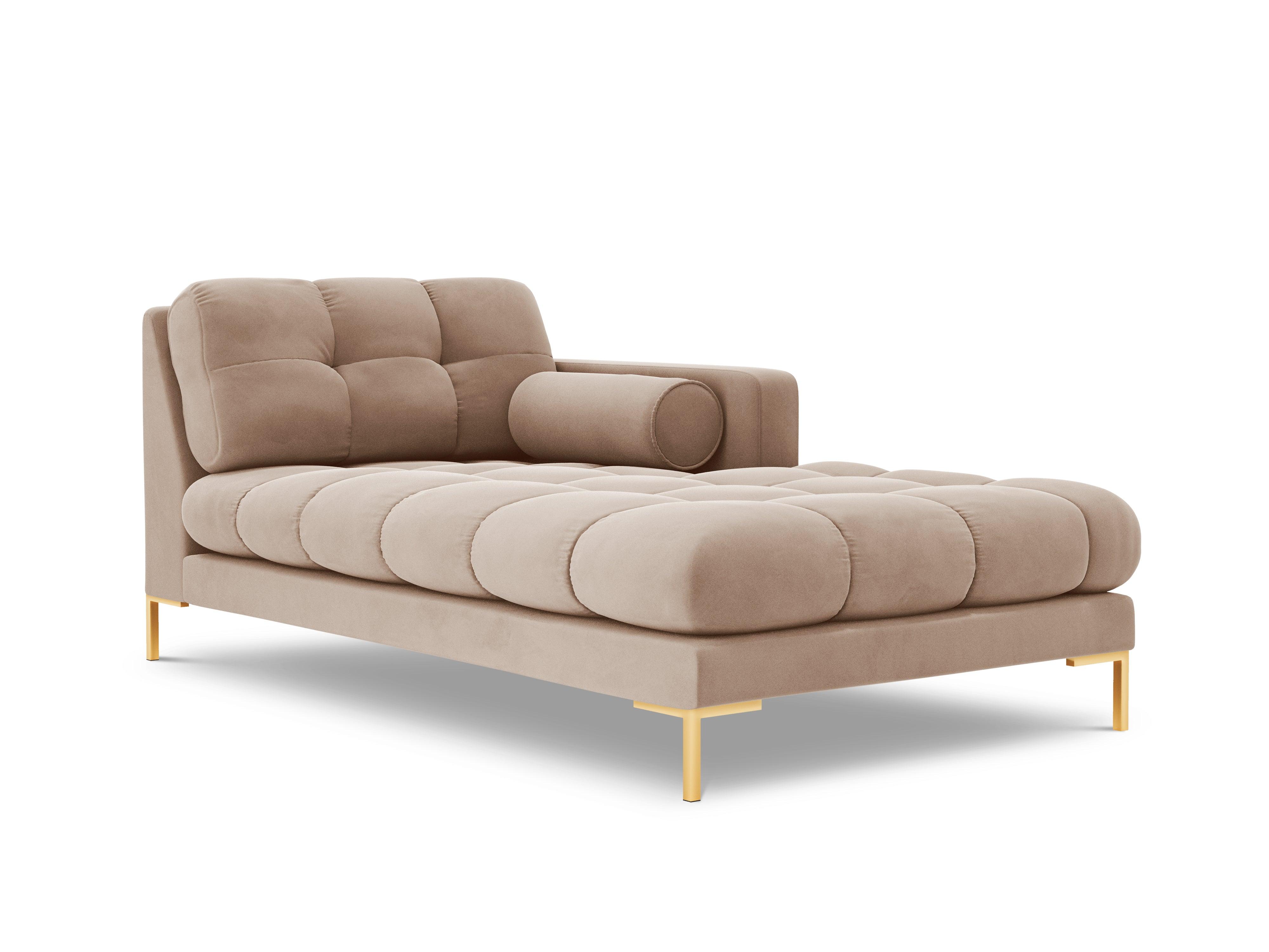 Chaise longue velvet right side BALI beige with gold base - Eye on Design