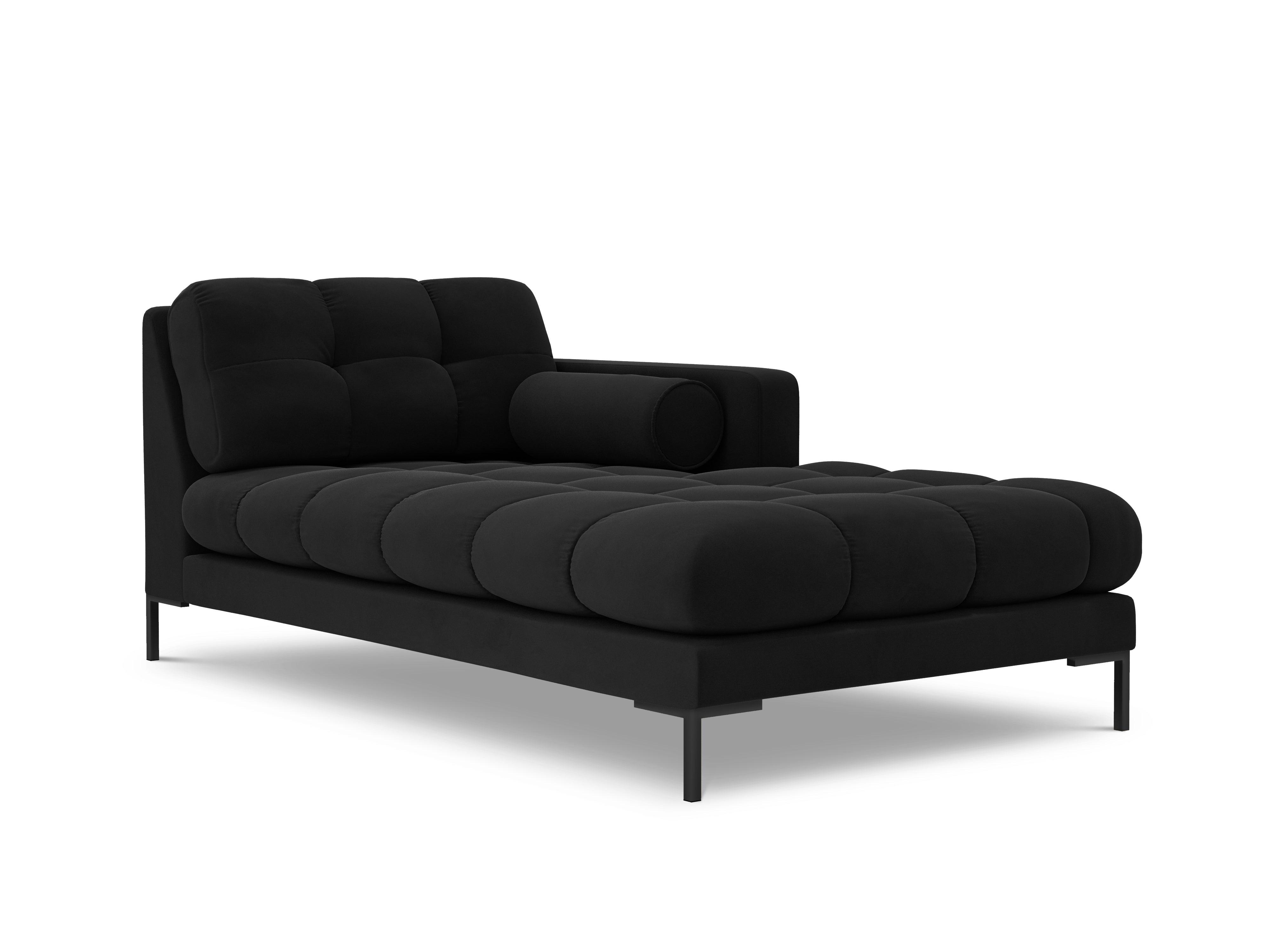 Chaise longue velvet right side BALI black with black base - Eye on Design