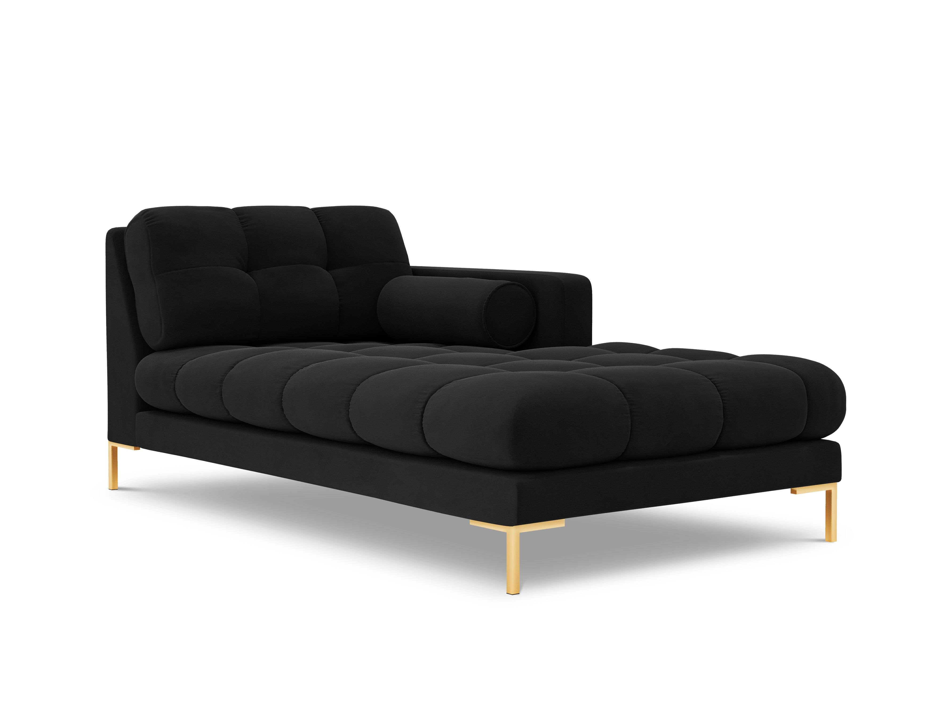 Chaise longue velvet right side BALI black with gold base - Eye on Design