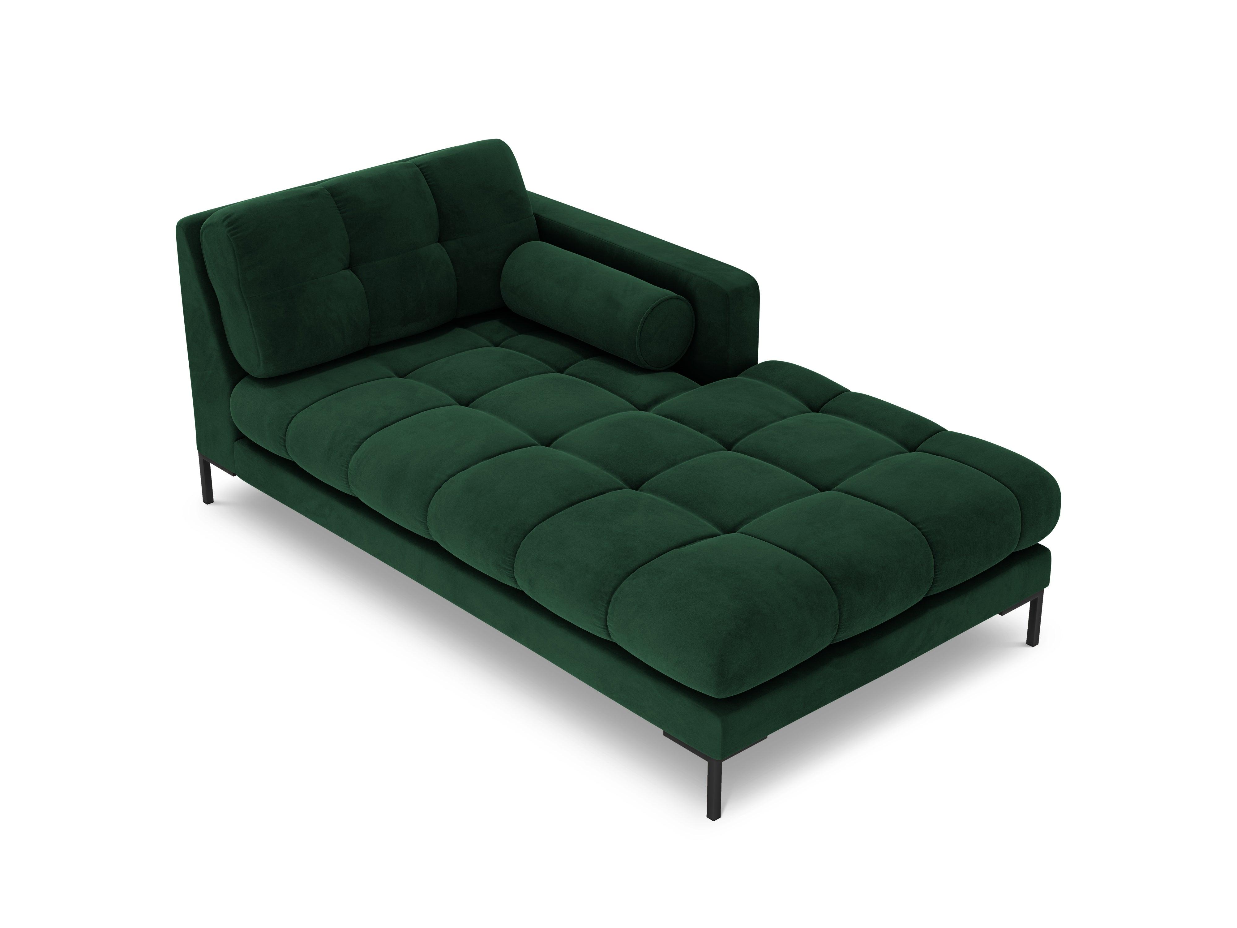 Chaise longue velvet right side BALI bottle green with black base - Eye on Design