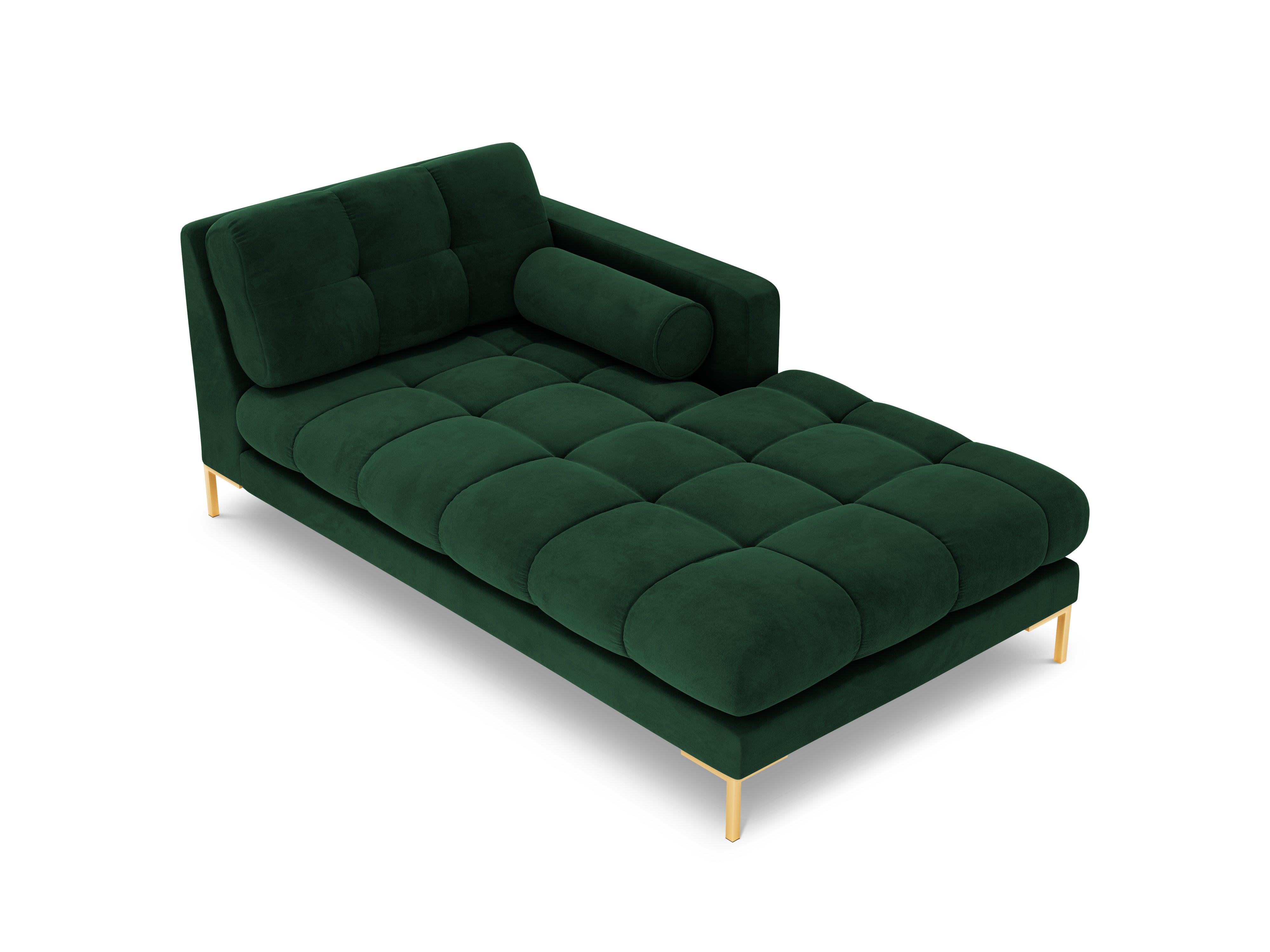 Chaise longue velvet right side BALI bottle green with gold base - Eye on Design