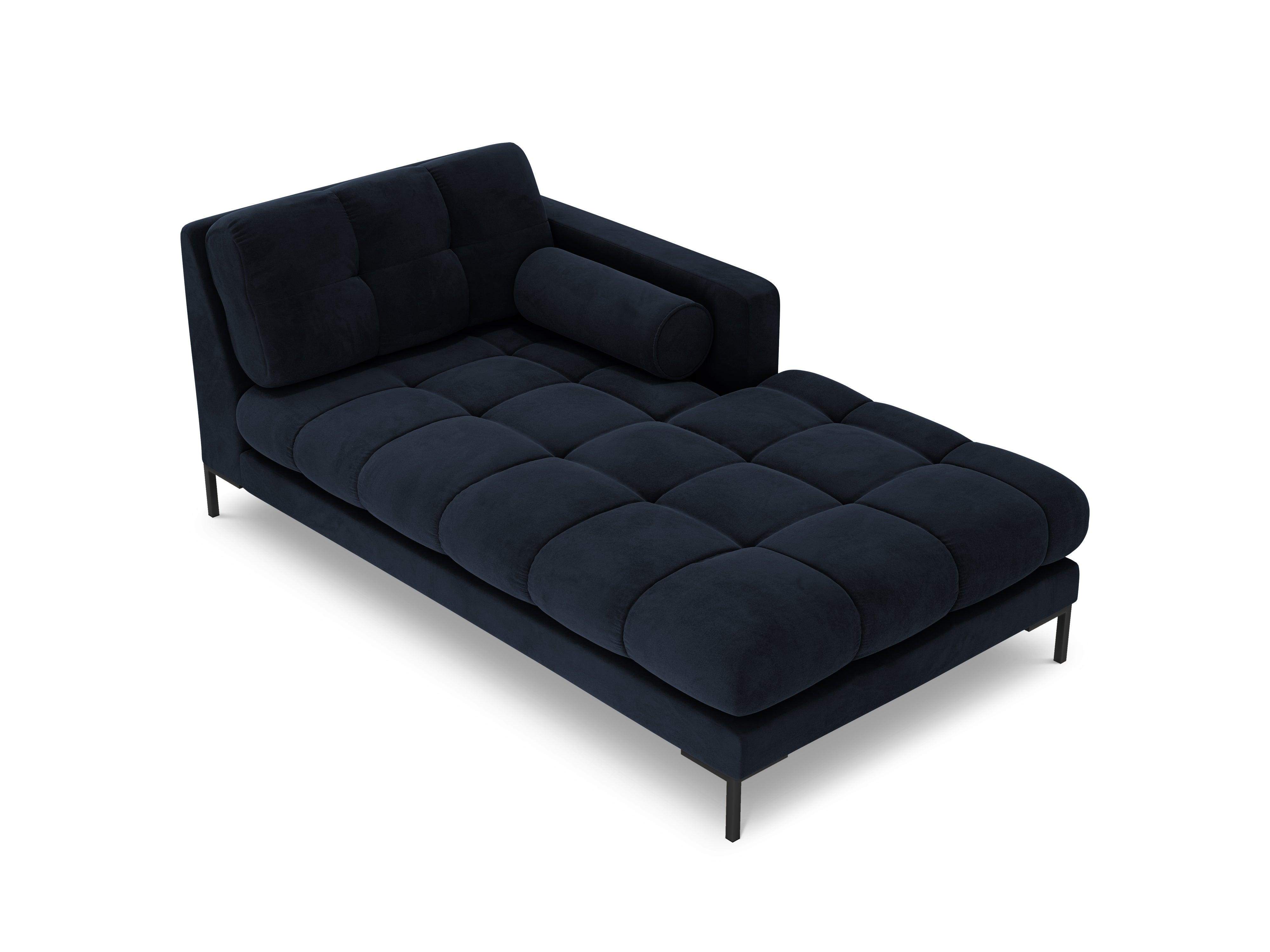 Chaise longue velvet right side BALI dark blue with black base - Eye on Design