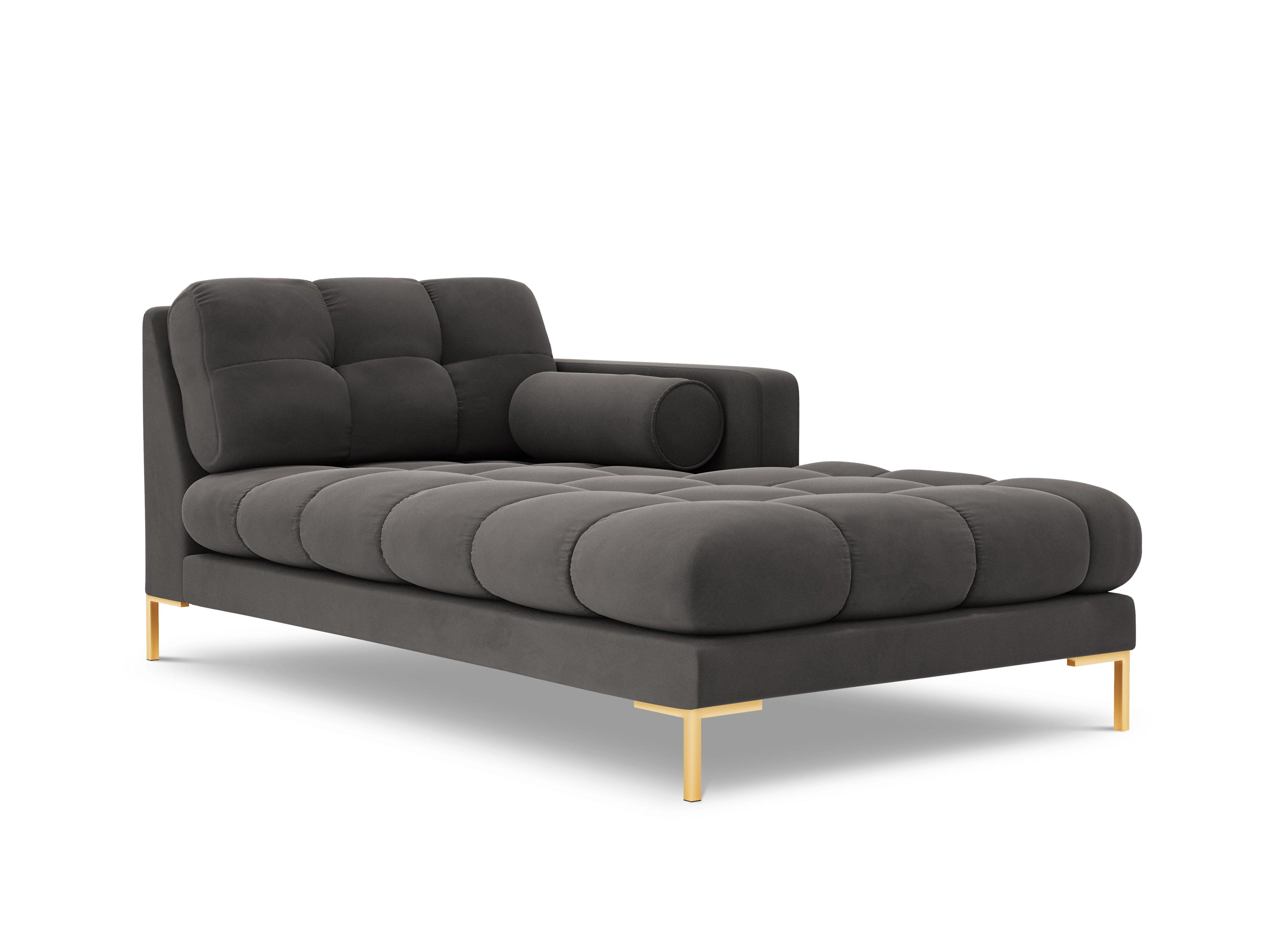 Chaise longue velvet right side BALI dark grey with gold base - Eye on Design