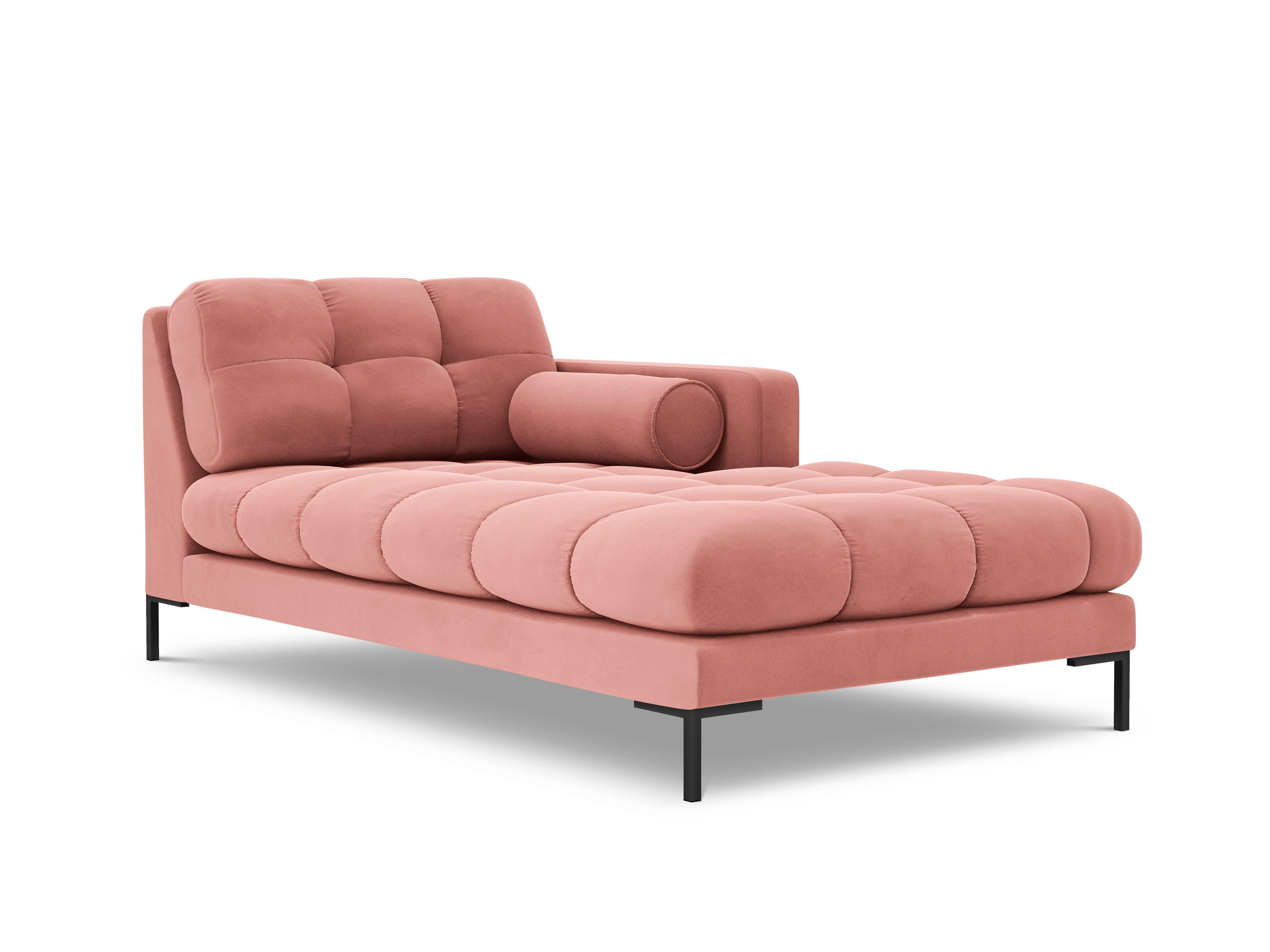 Chaise longue velvet right side BALI pink with black base - Eye on Design