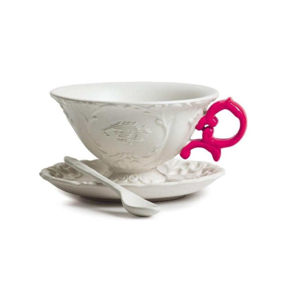 Cup with spoon and saucer I-WARES I-TEA fuchsia - Eye on Design