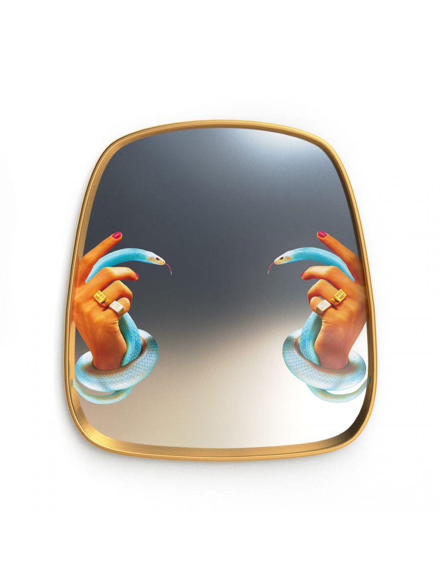 Decorative mirror HANDS WITH SNAKES in gold frame - Eye on Design