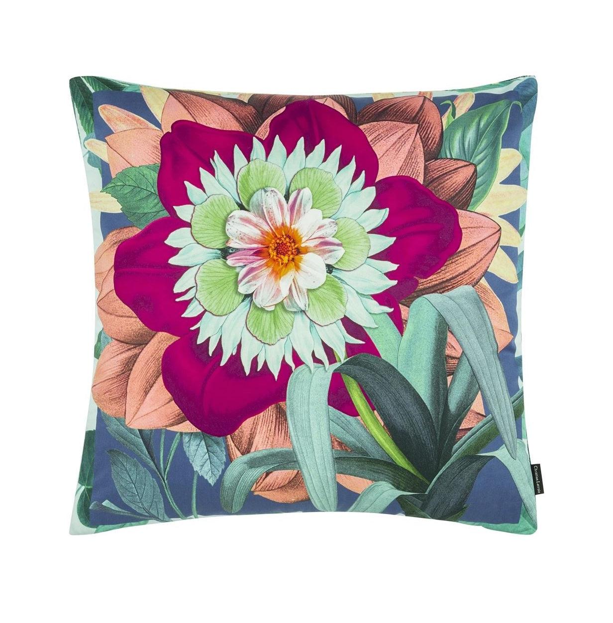 Double-sided pillow FLEURS D'ARTIFICE MARAIS cotton satin - Eye on Design