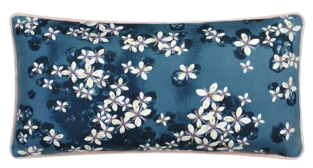 Double-sided pillow LACROIX CHERRY! BLEU DENIM cotton satin - Eye on Design