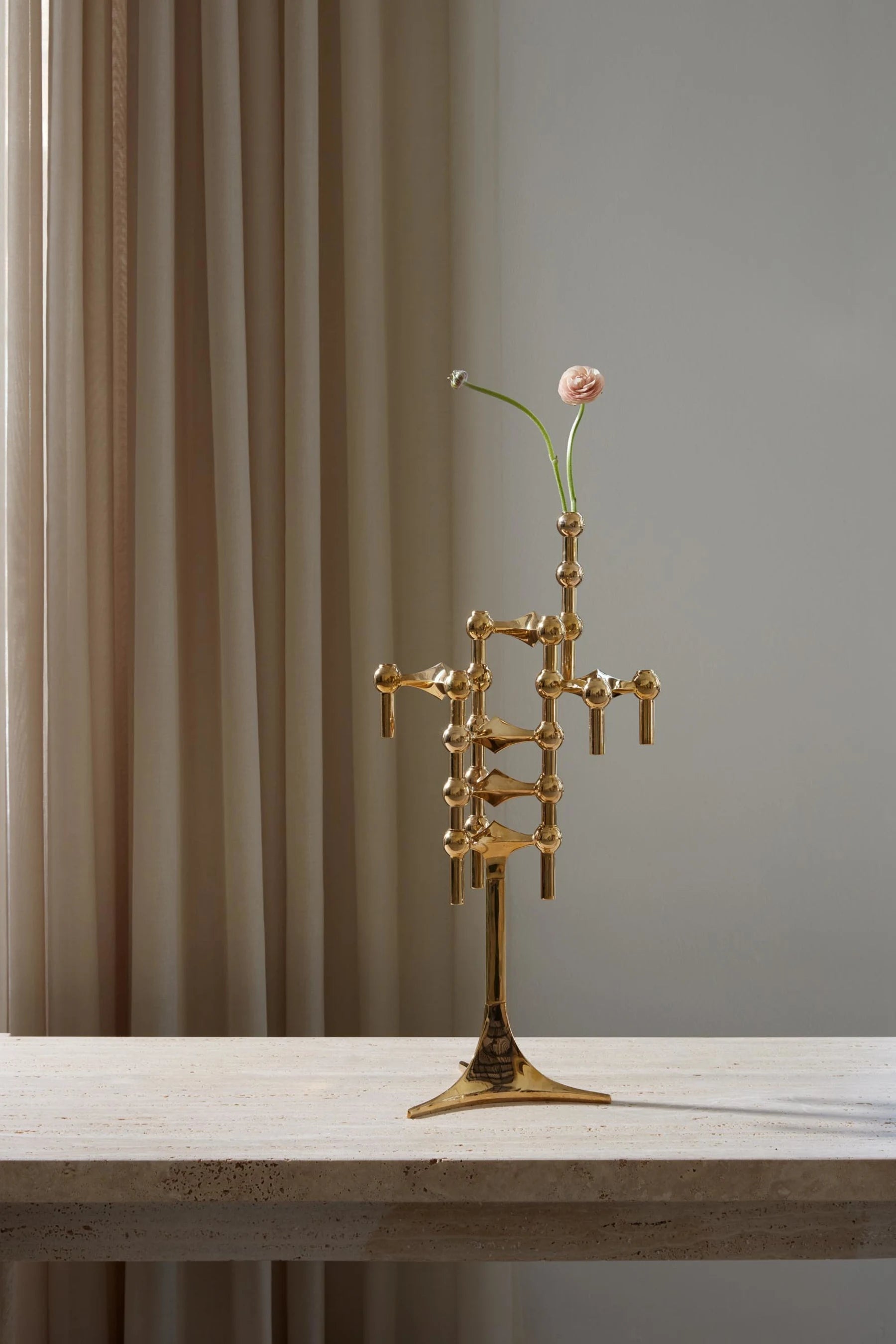 STOFF NAGEL tall candle holder brass
