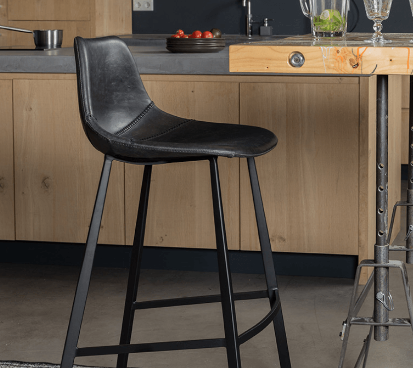 FRANKY bar stool eco leather black - Eye on Design