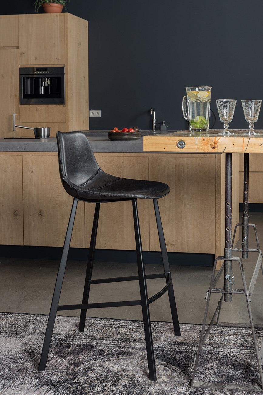 FRANKY bar stool eco leather black - Eye on Design