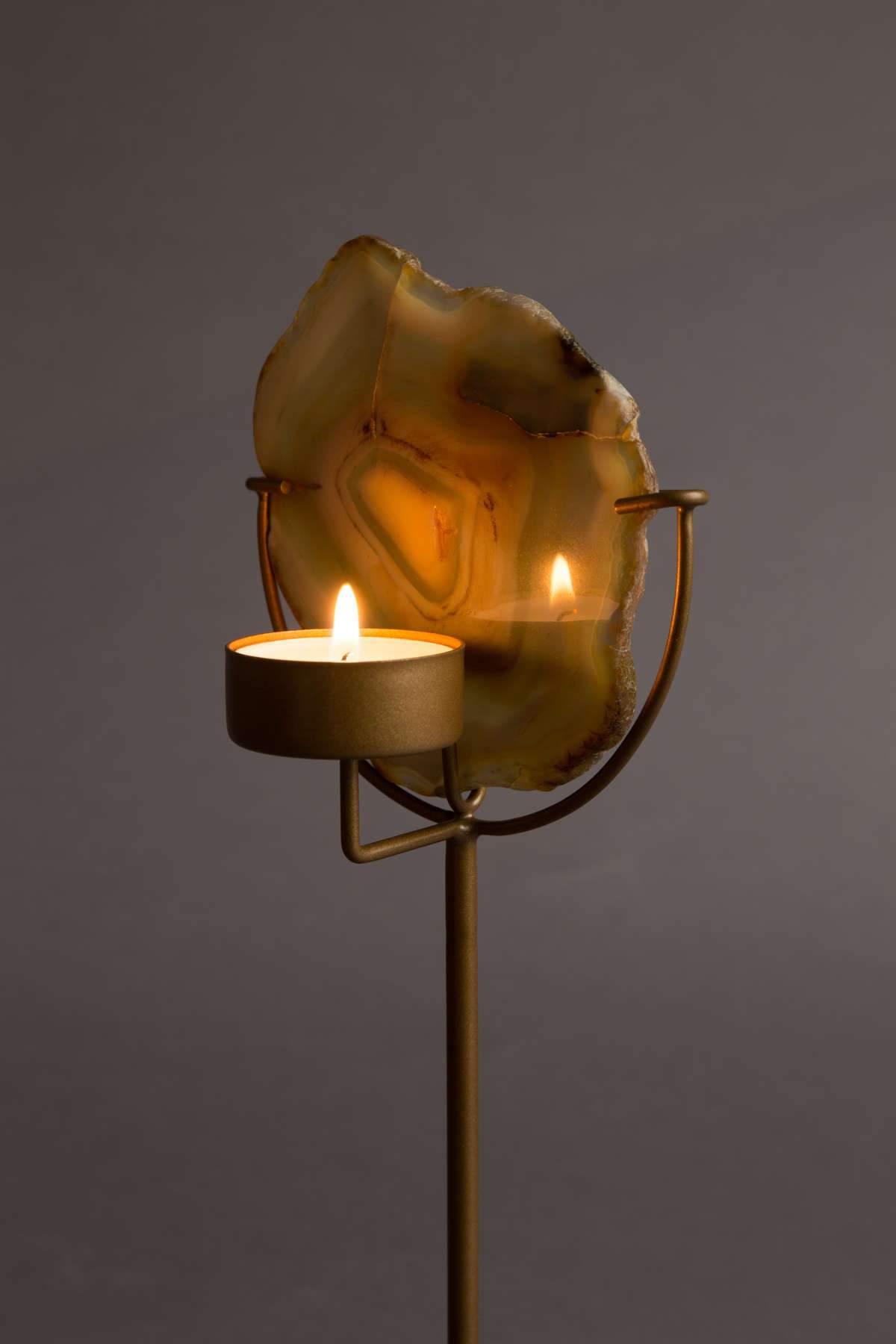 GEM yellow agate candle holder, Dutchbone, Eye on Design