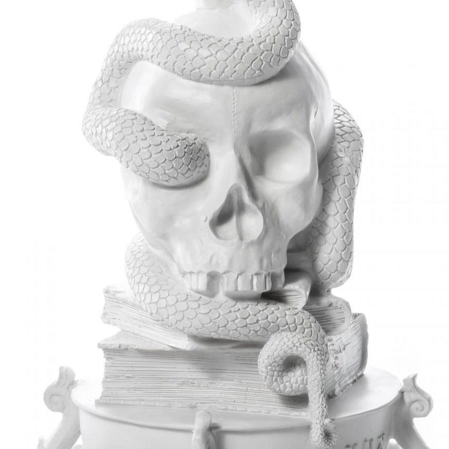 GIANT BURLESQUE SKULL candle holder white - Eye on Design