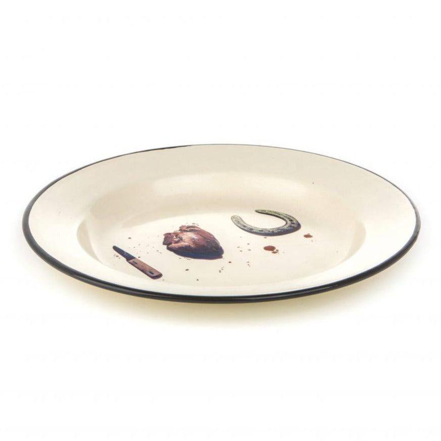 I LOVE YOU enamel plate beige - Eye on Design