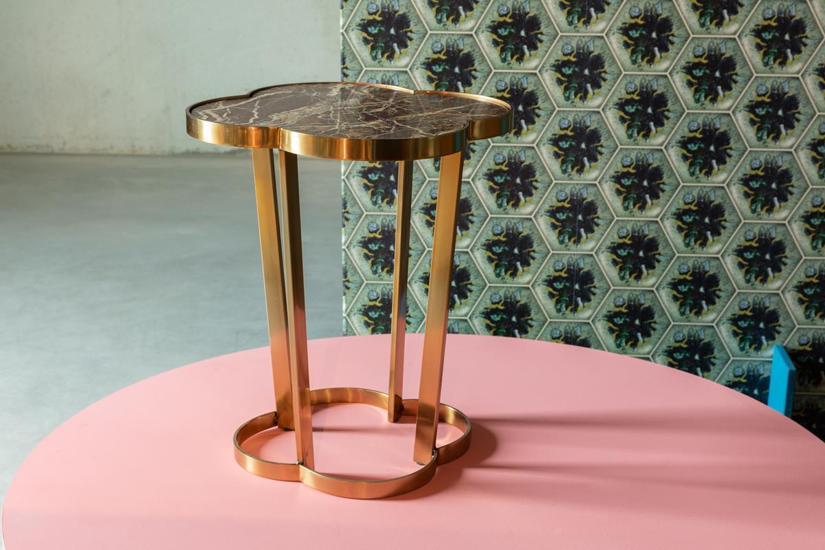 The side table IT's Marblelicious is the answer of Bold Monkey to the classic question "something is missing here". This side table with a marble top will add personality to any room. The striking, minimalist design is connected to the subtle art deco style. The marble surface of the table and brass legs perfectly match the soft furniture with the texture, and the shape in the art deco style is a beautiful contrast for modern spaces.