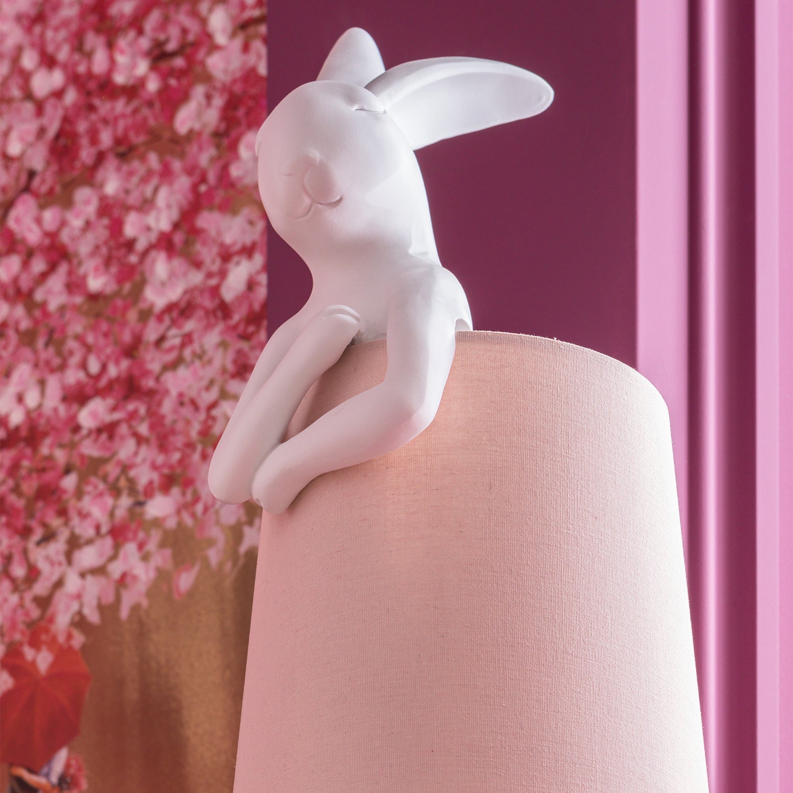 Table lamp RABBIT white with pink lamp shade