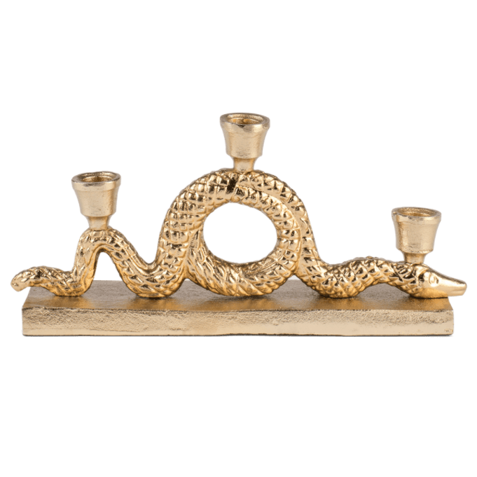 KEEP THE SNAKES AWAY block candle holder triple gold, Bold Monkey, Eye on Design