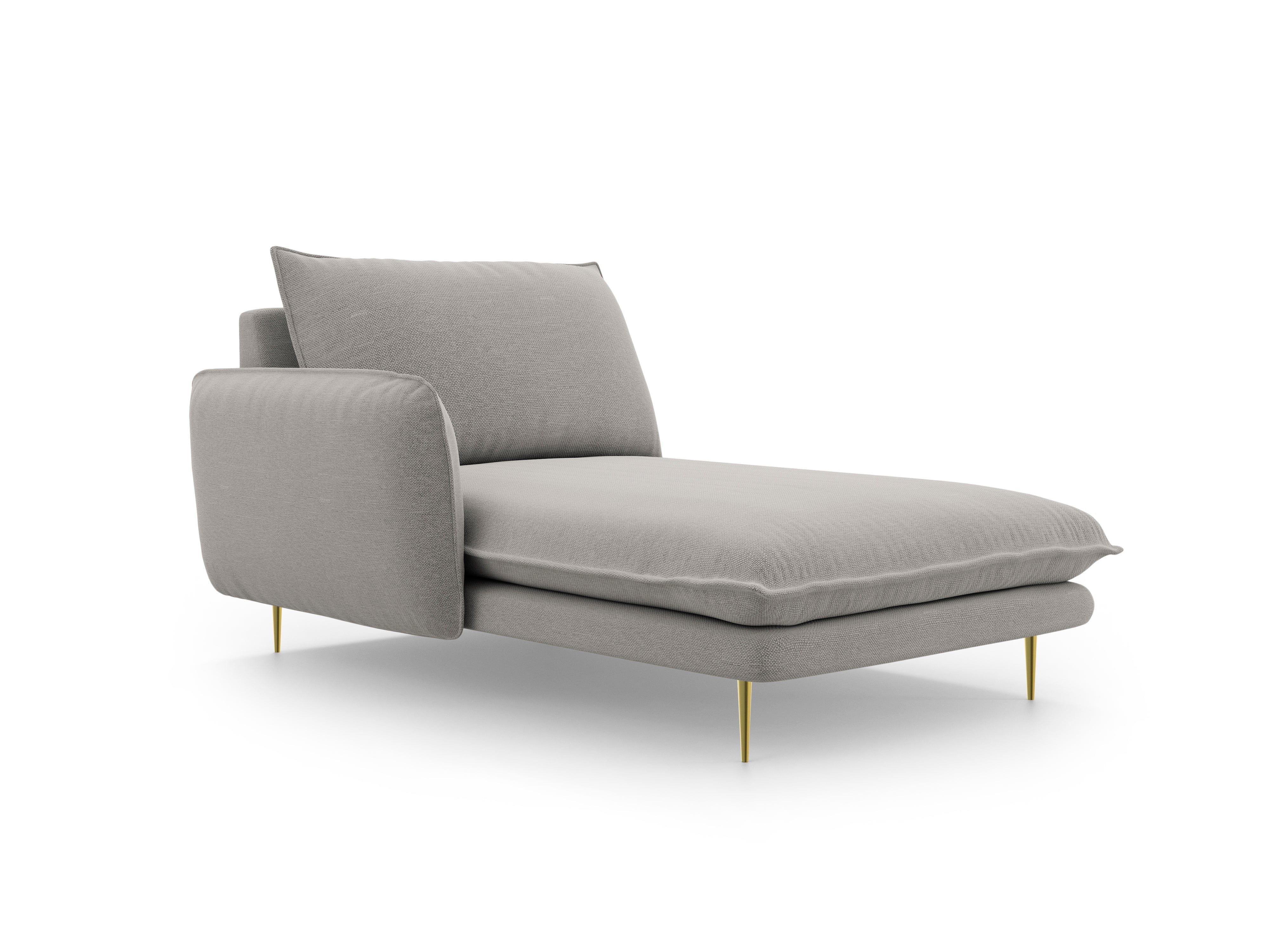 Lefthand chaise longue VIENNA light grey with gold base - Eye on Design