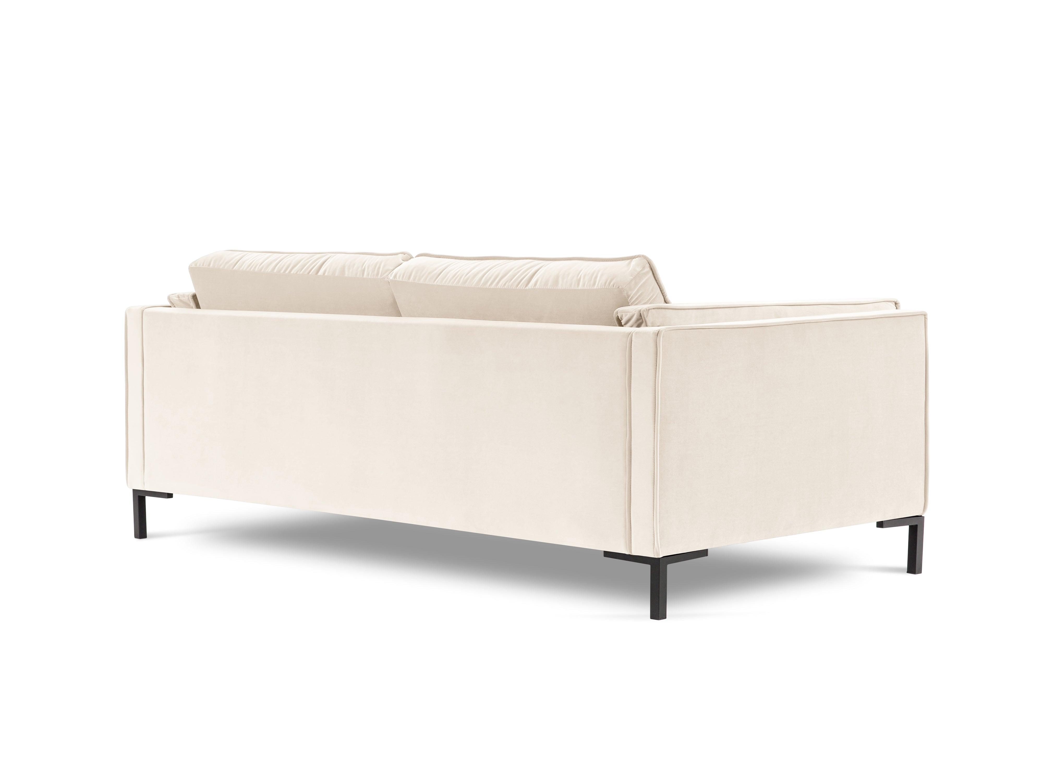 LUIS beige velvet 3-seater sofa with black base - Eye on Design