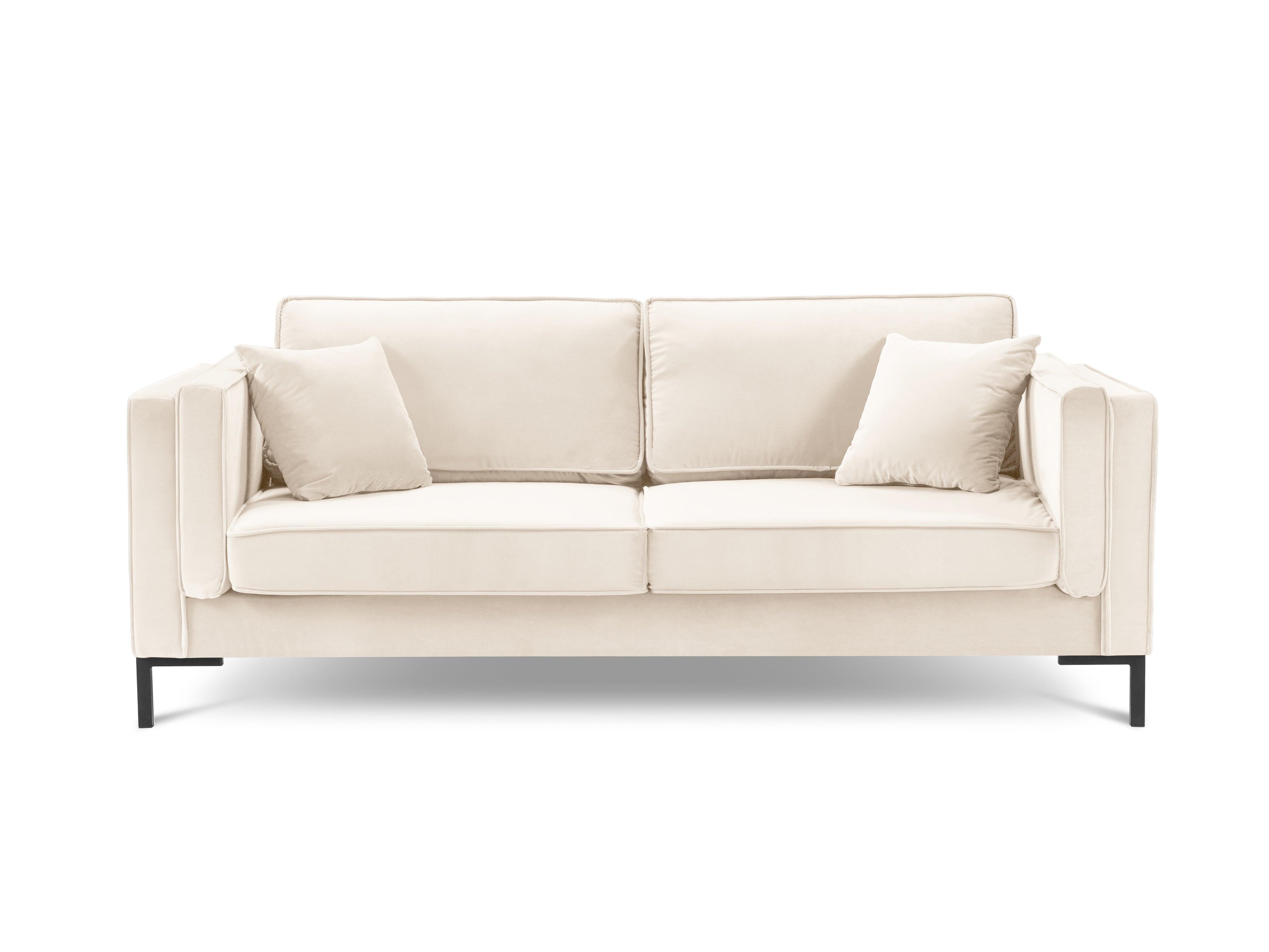 LUIS beige velvet 4-seater sofa with black base - Eye on Design