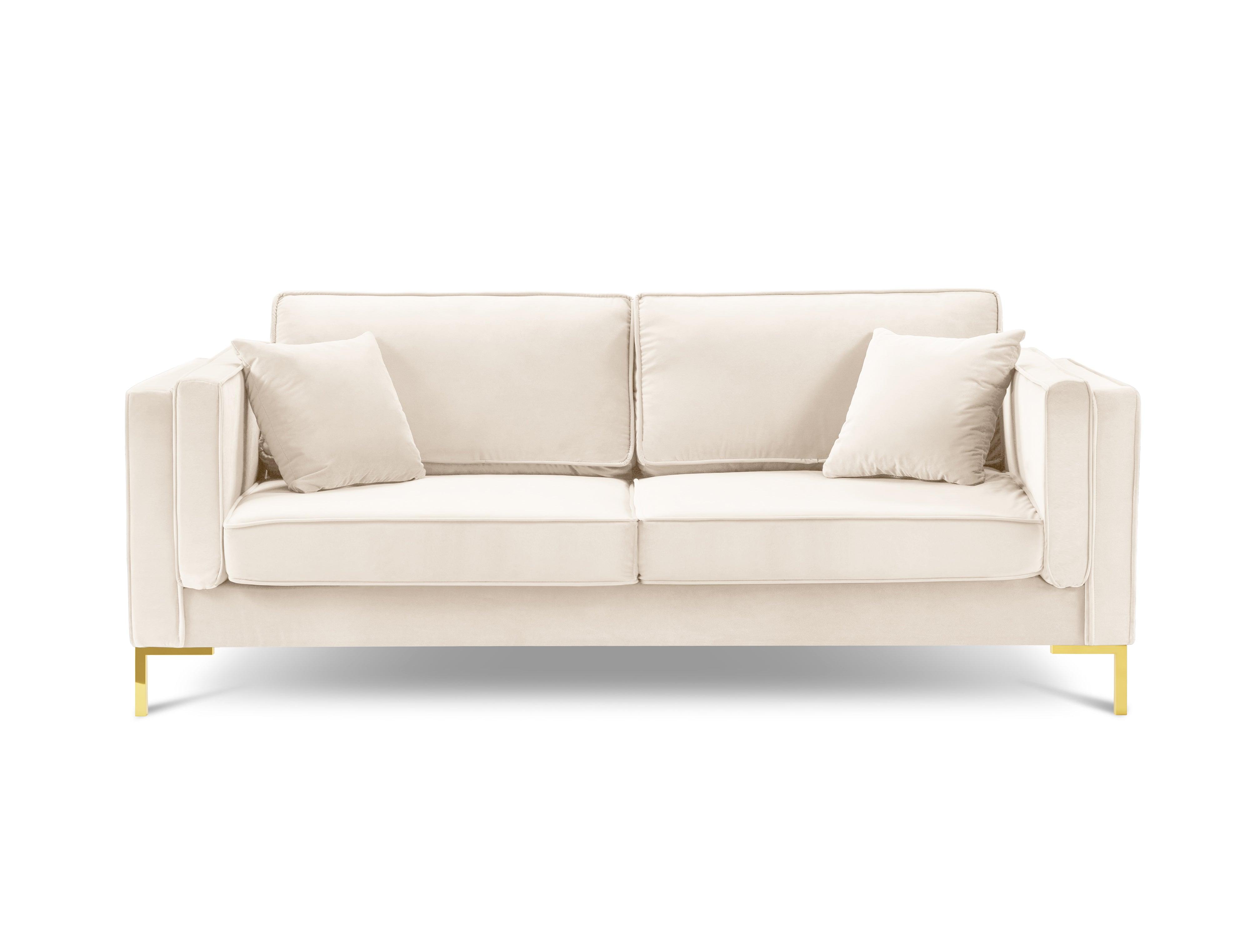 LUIS beige velvet 4-seater sofa with gold base - Eye on Design