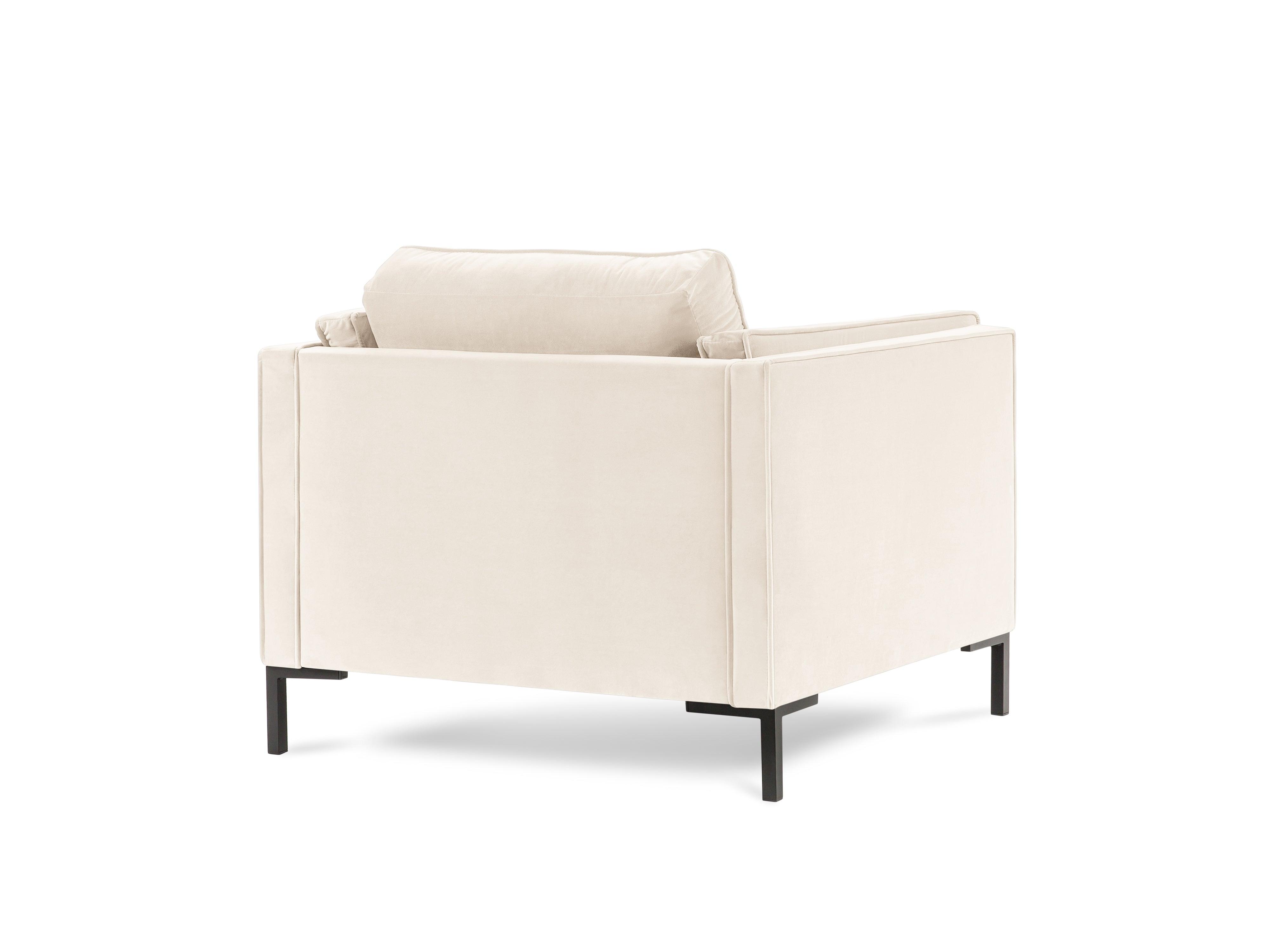 LUIS beige velvet armchair with black base - Eye on Design