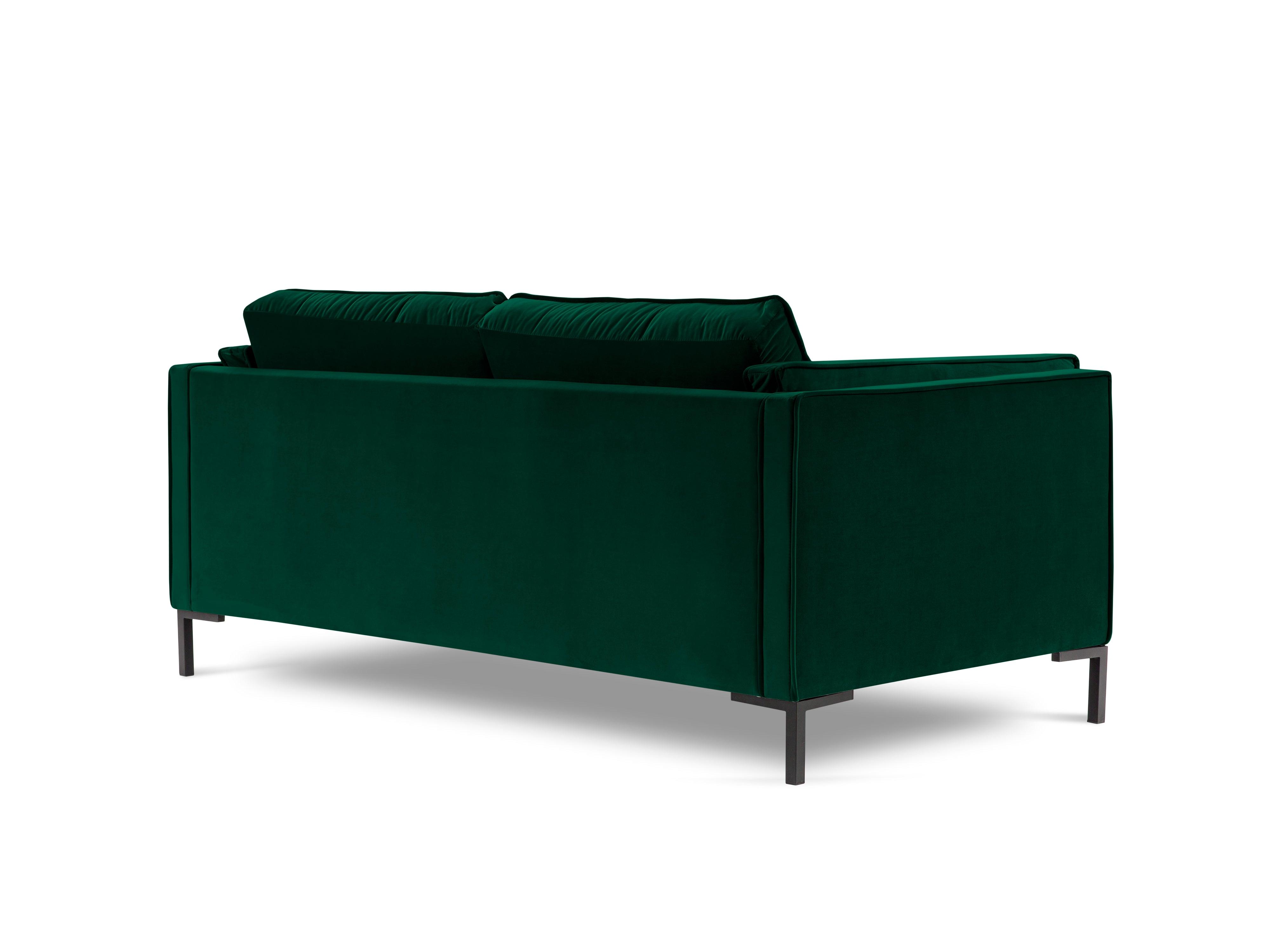 LUIS bottle green velvet 2-seater sofa with black base - Eye on Design