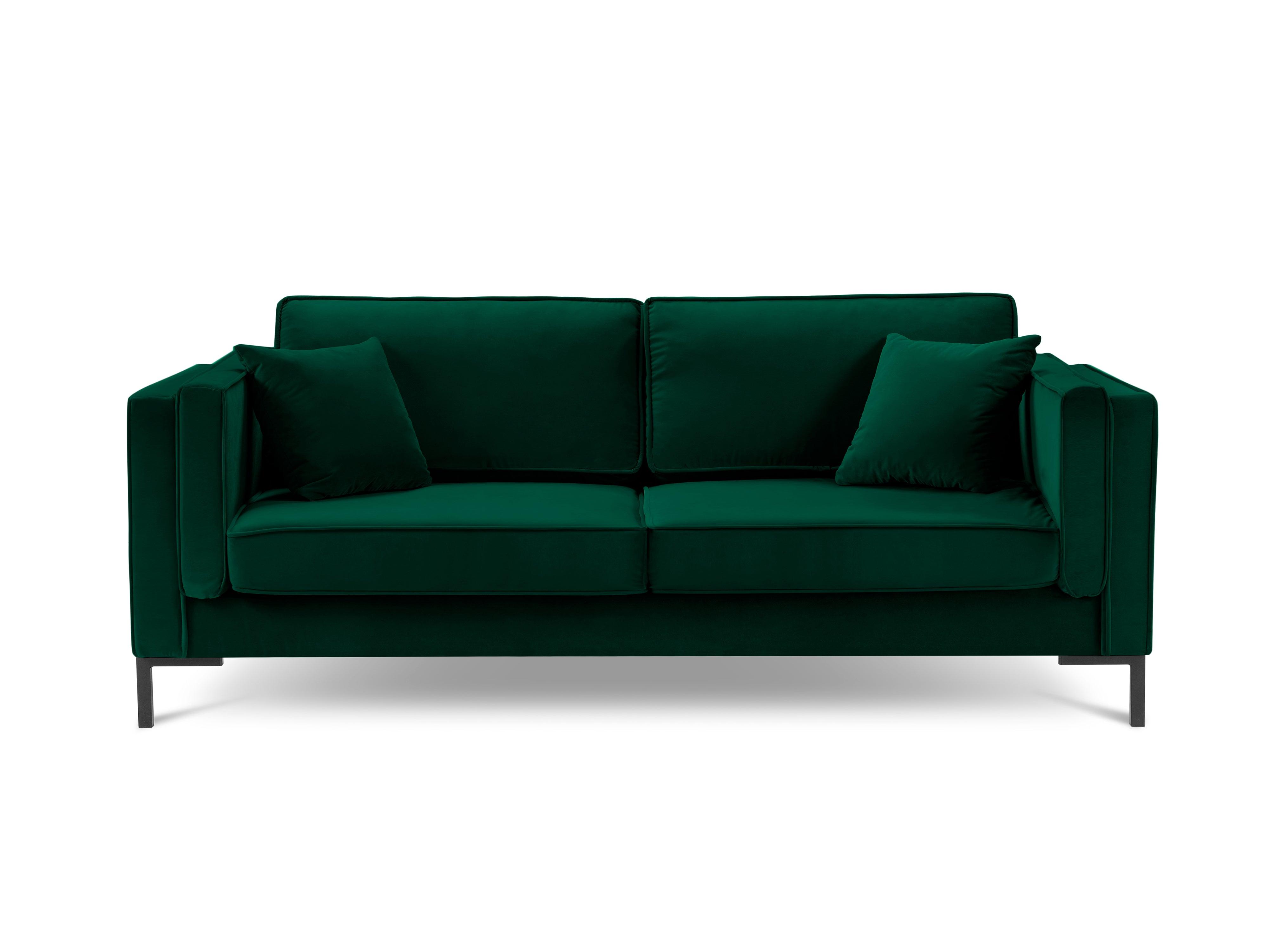 LUIS bottle green velvet 3-seater sofa with black base - Eye on Design