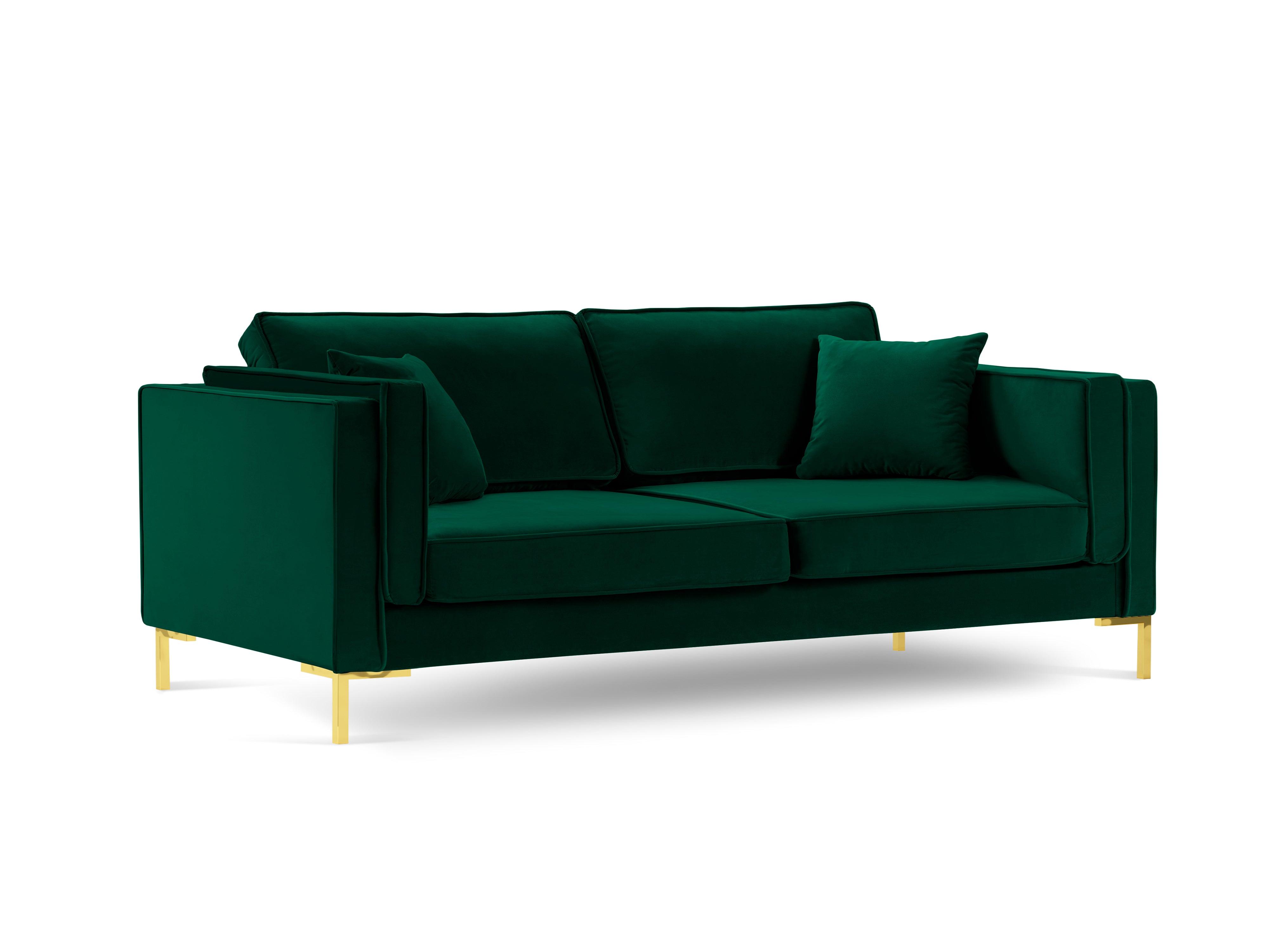 LUIS bottle green velvet 4-seater sofa with gold base - Eye on Design