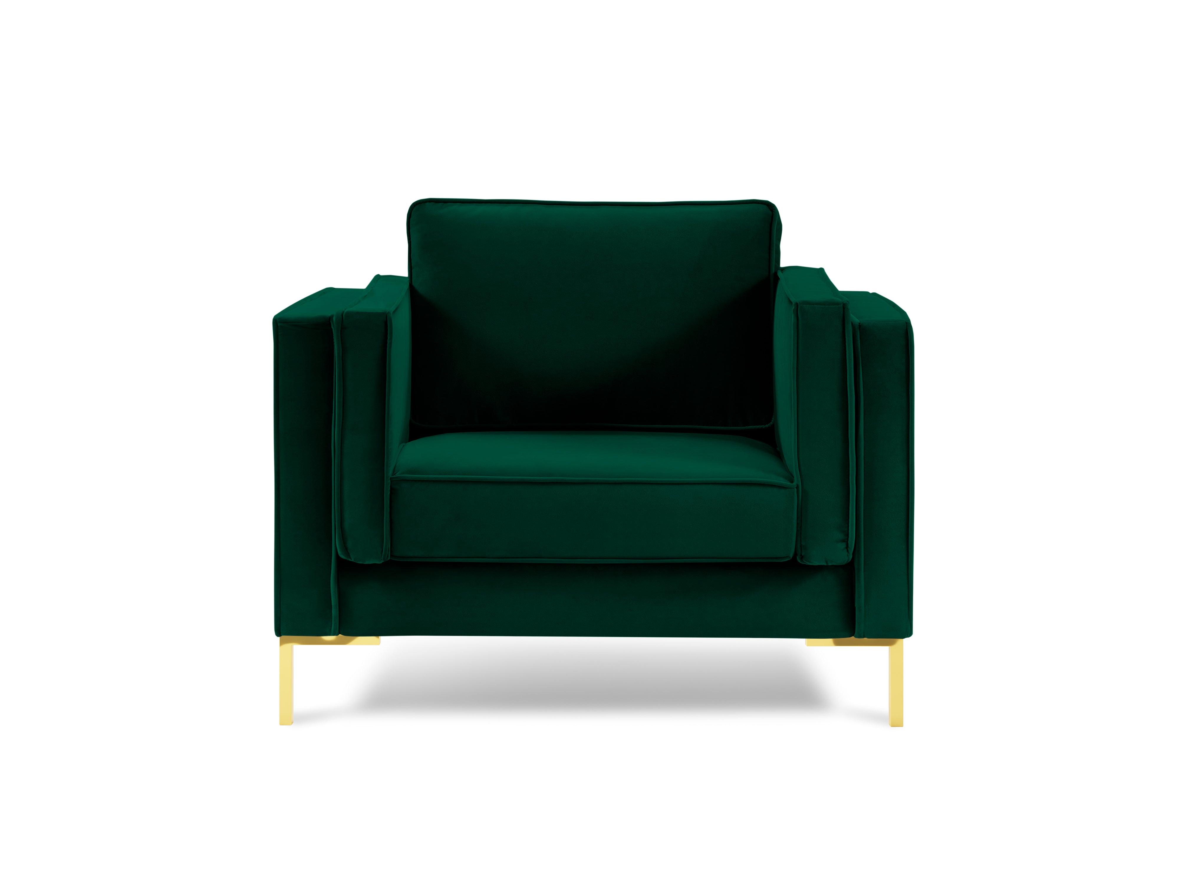 LUIS bottle green velvet armchair with gold base - Eye on Design