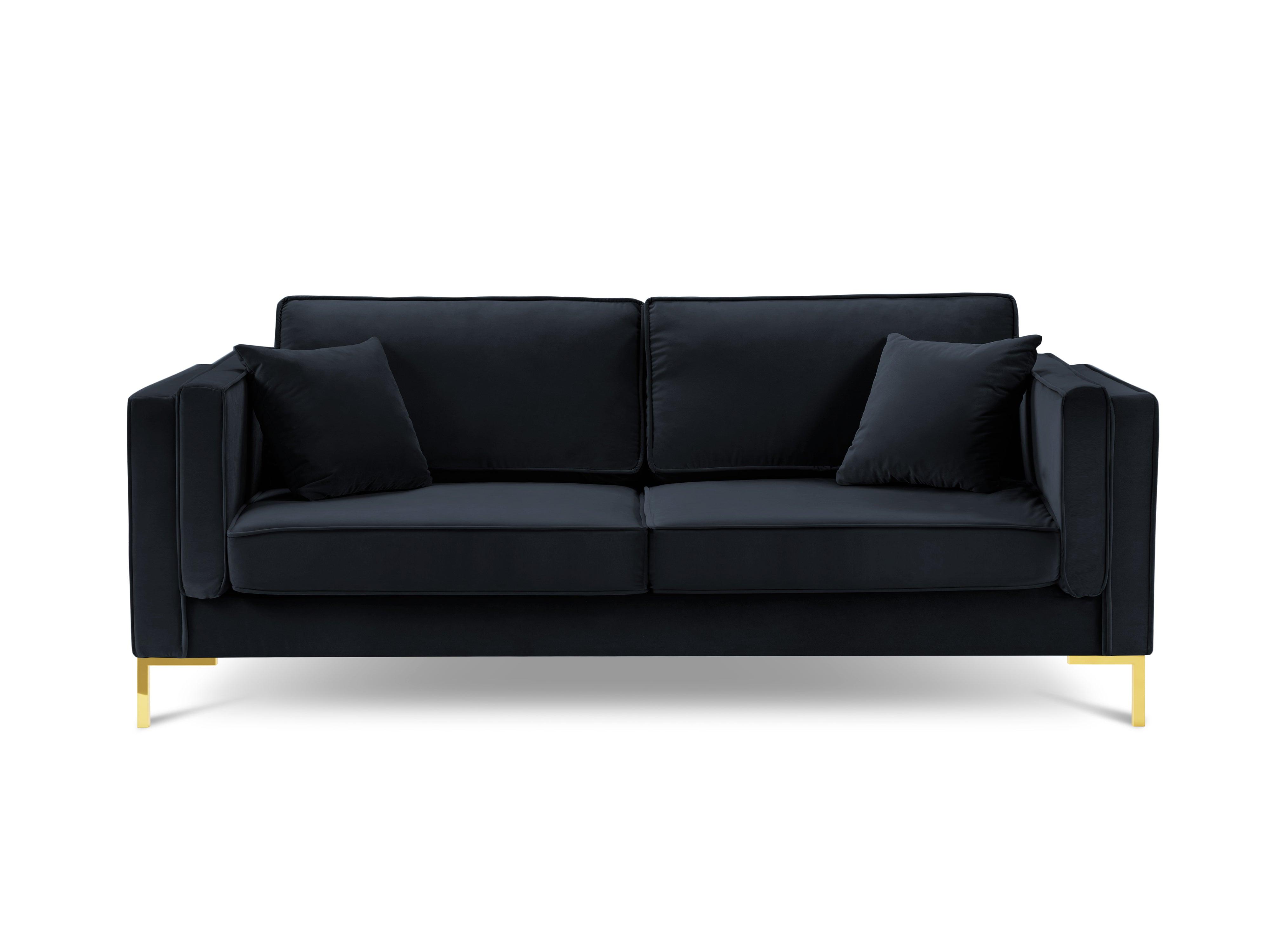 LUIS dark blue velvet 3-seater sofa with gold base - Eye on Design