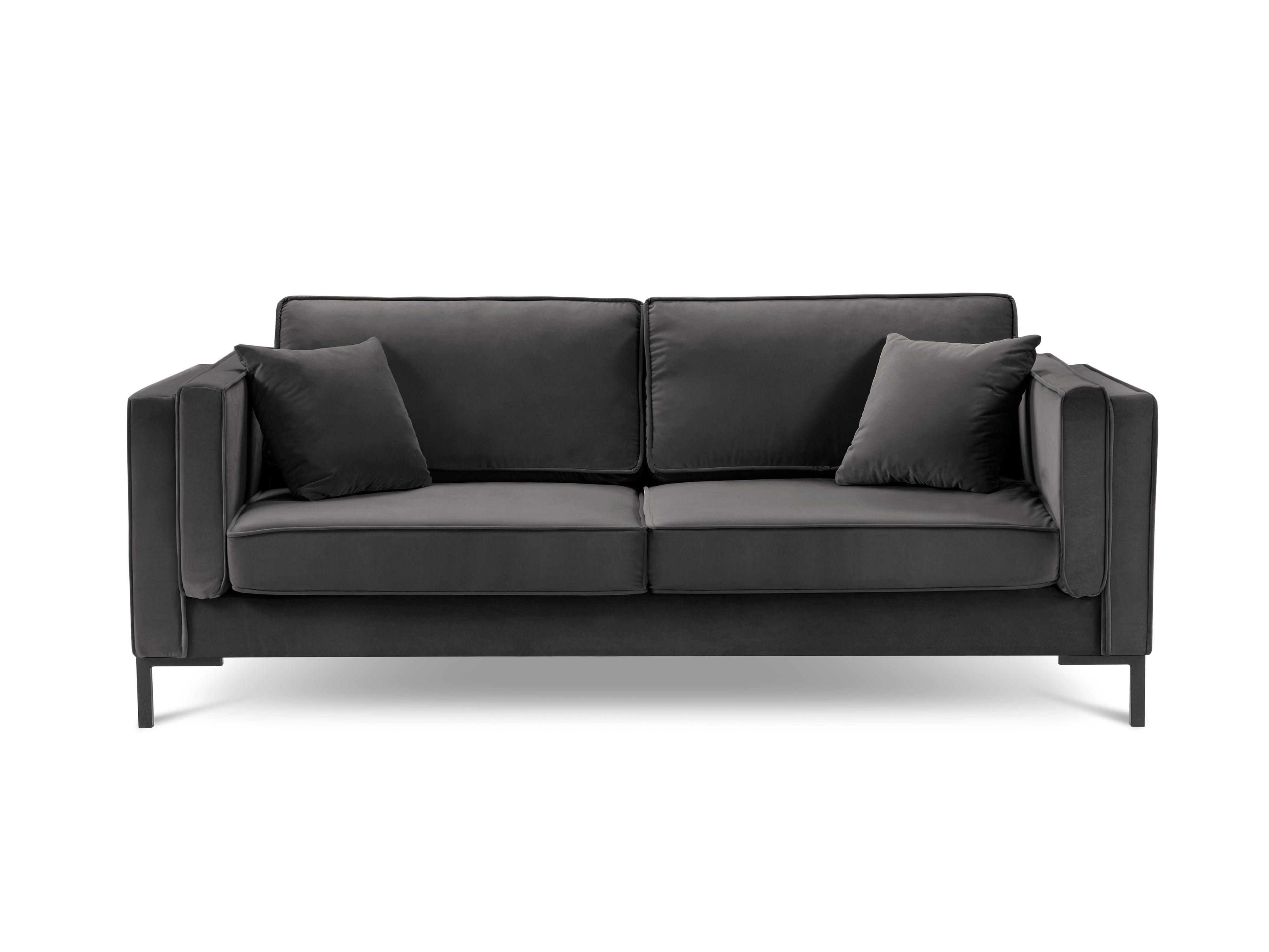 LUIS dark grey velvet 4-seater sofa with black base - Eye on Design