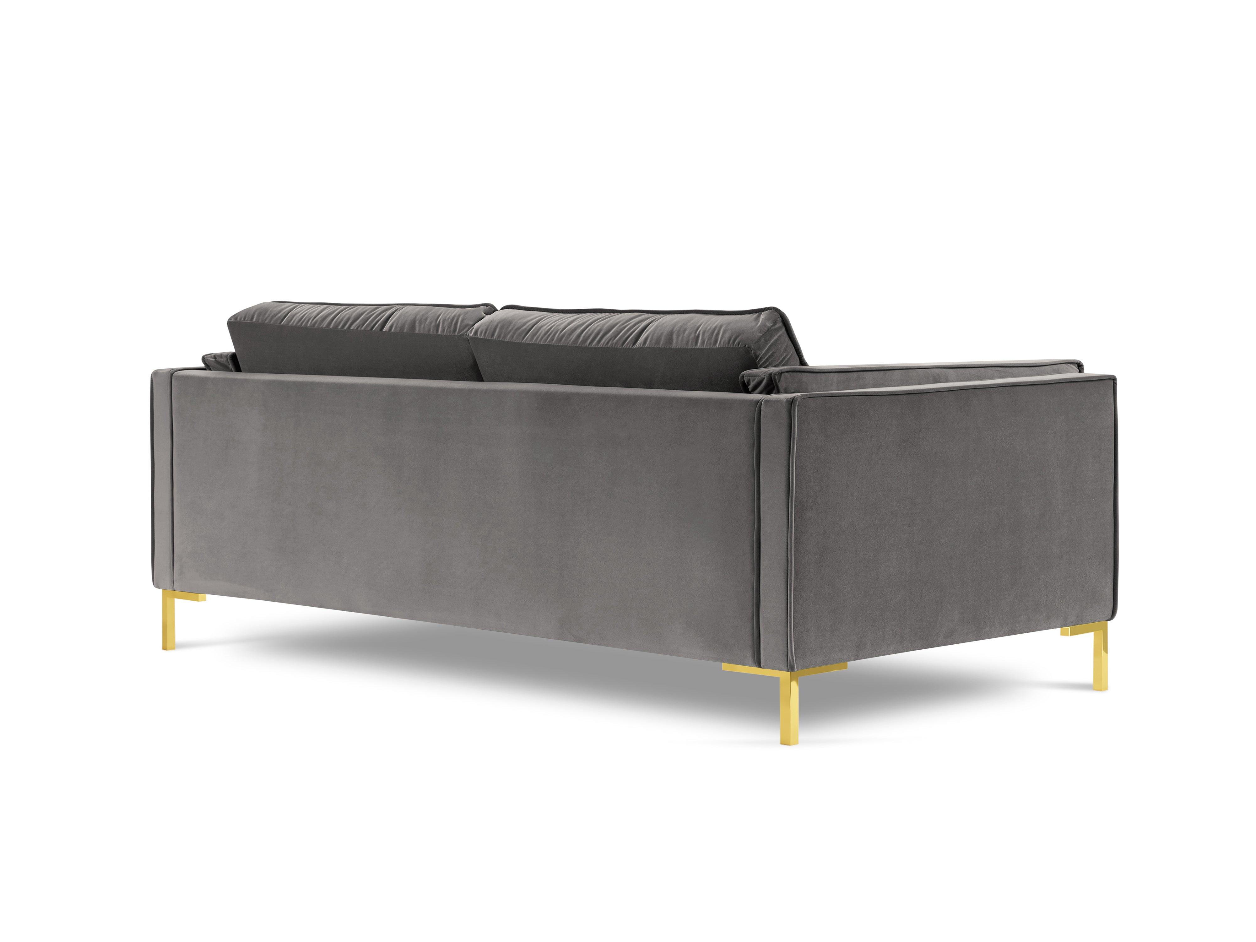 LUIS light grey velvet 3-seater sofa with gold base - Eye on Design