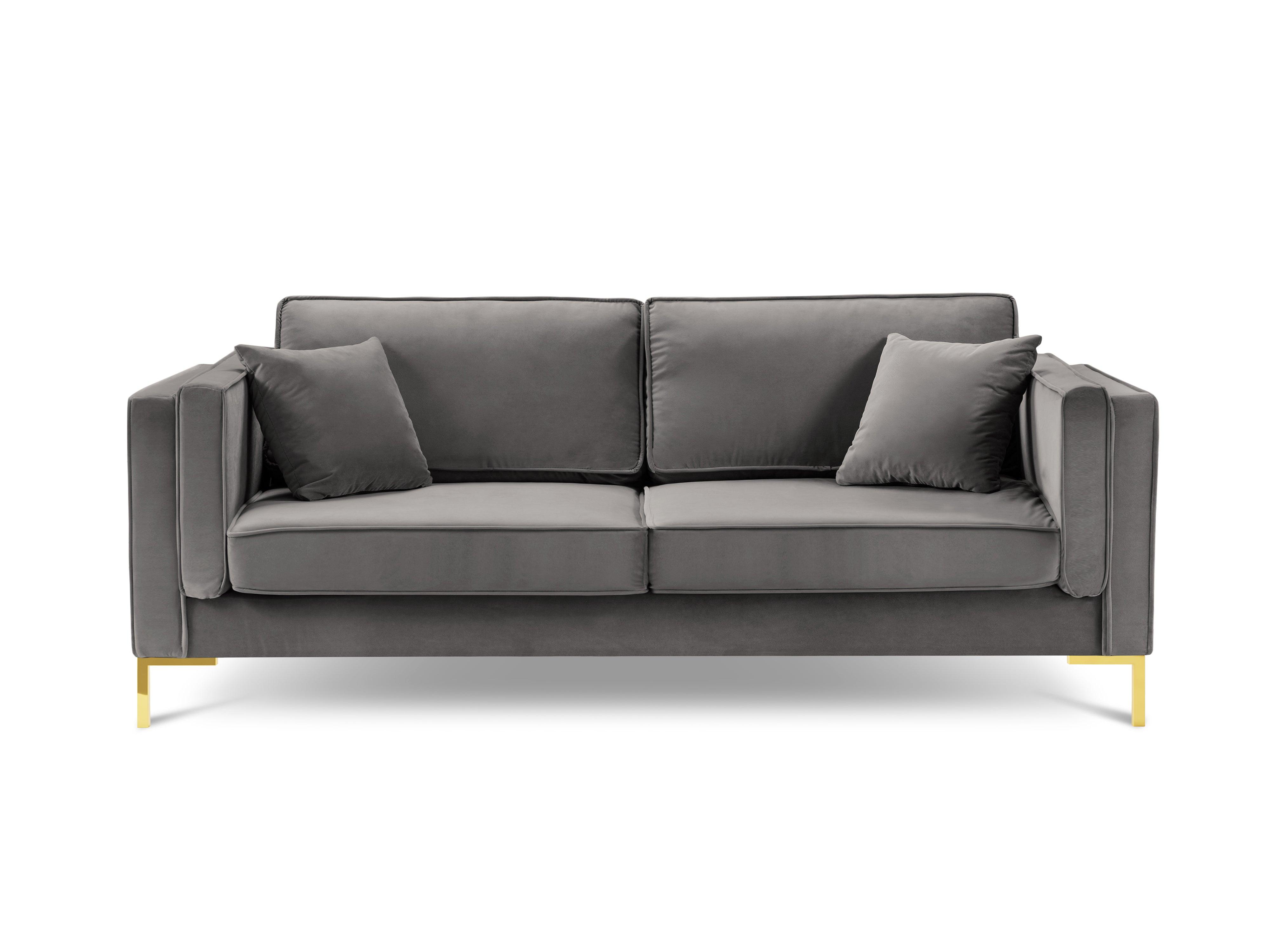 LUIS light grey velvet 4-seater sofa with gold base - Eye on Design