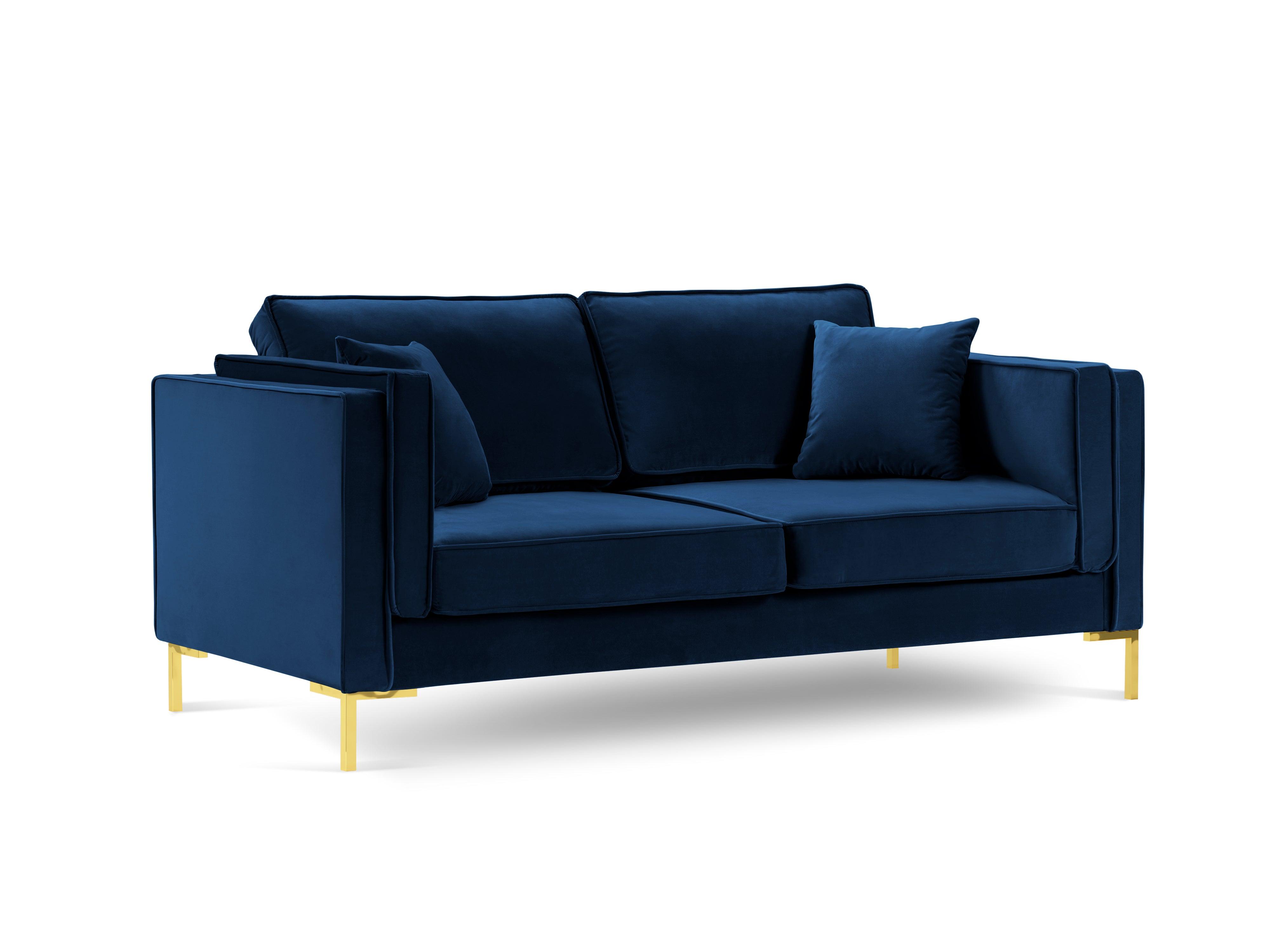 LUIS royal blue 2-seater velvet sofa with gold base - Eye on Design