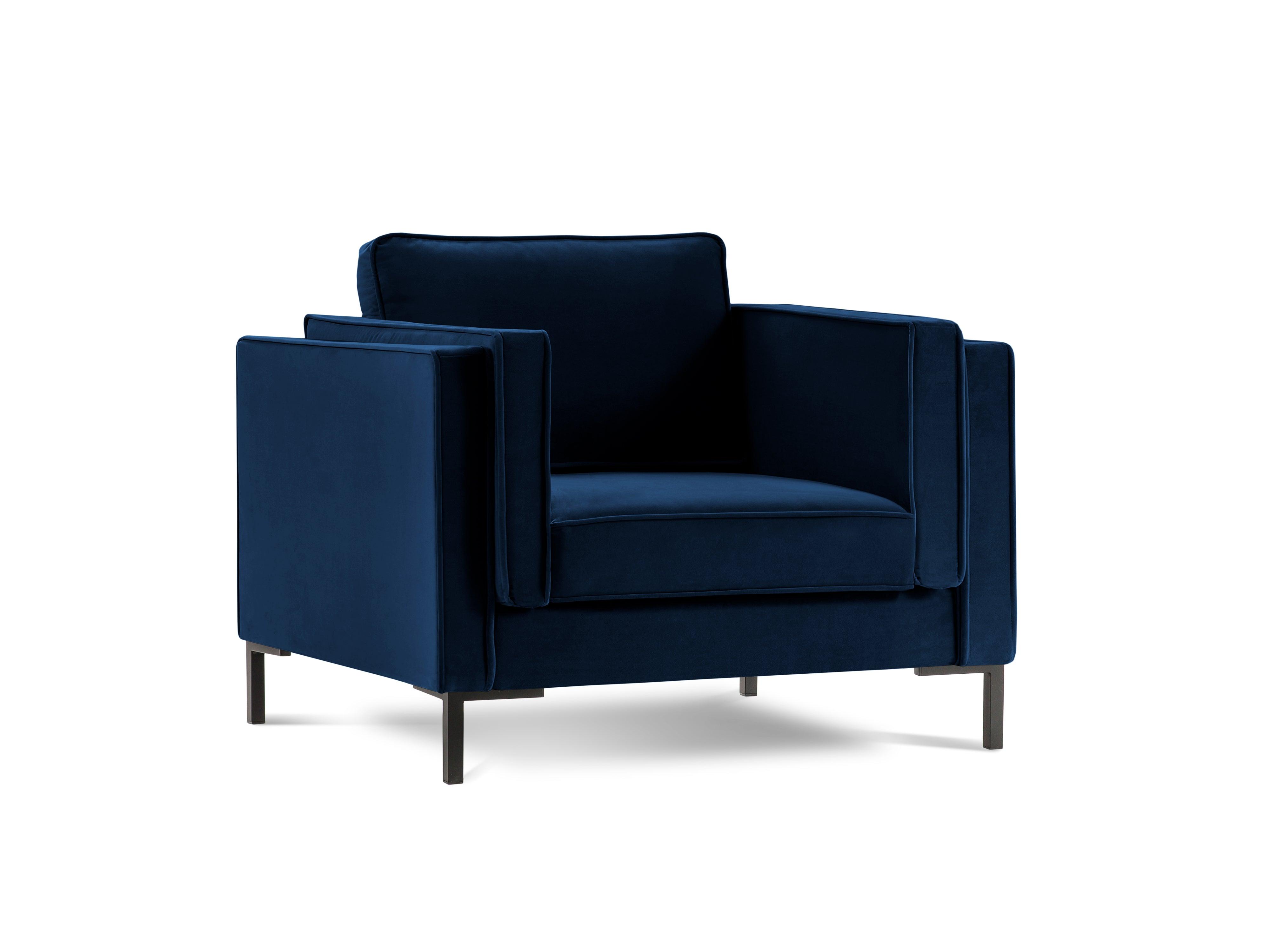 LUIS royal blue velvet armchair with black base - Eye on Design