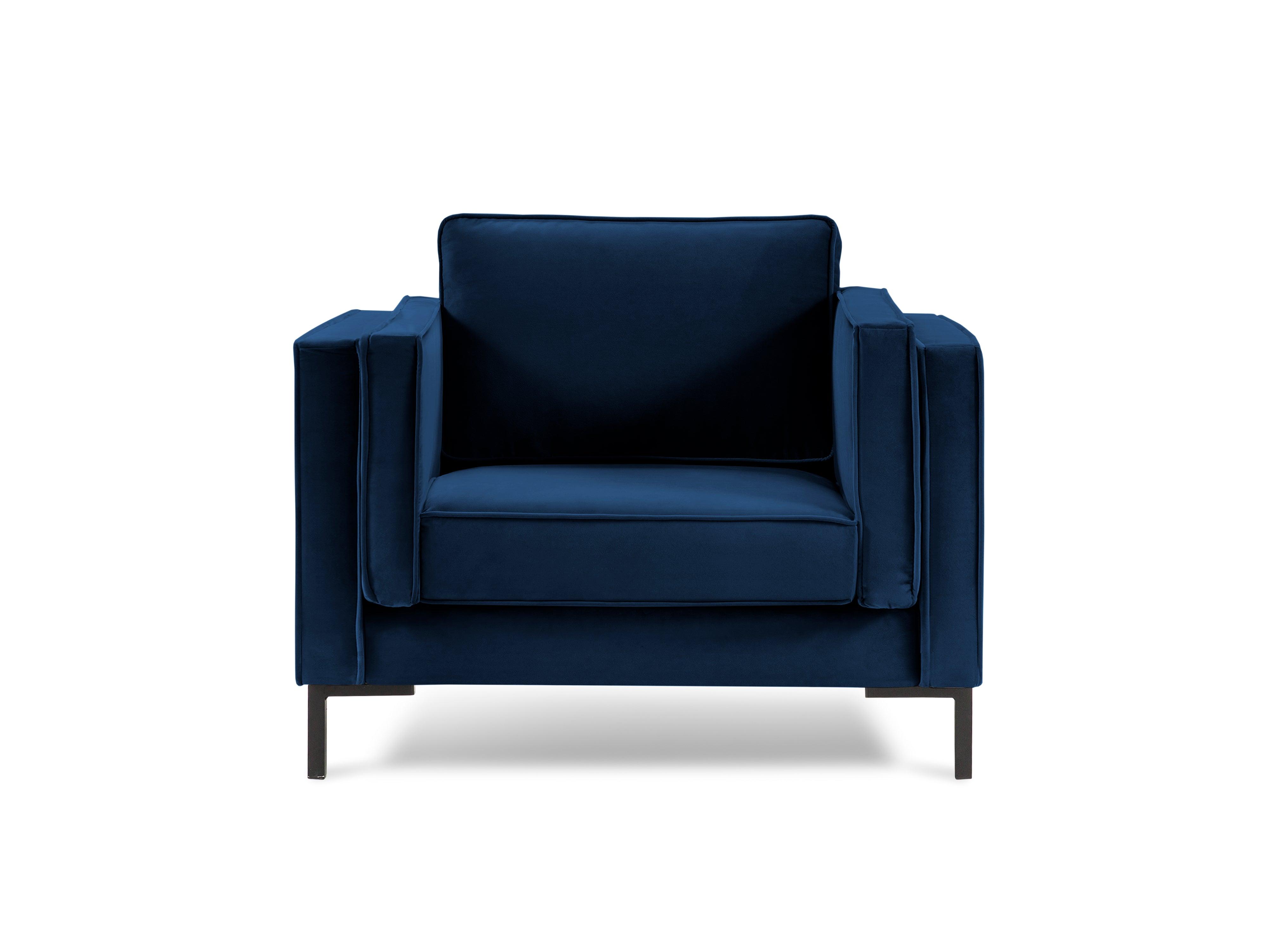 LUIS royal blue velvet armchair with black base - Eye on Design