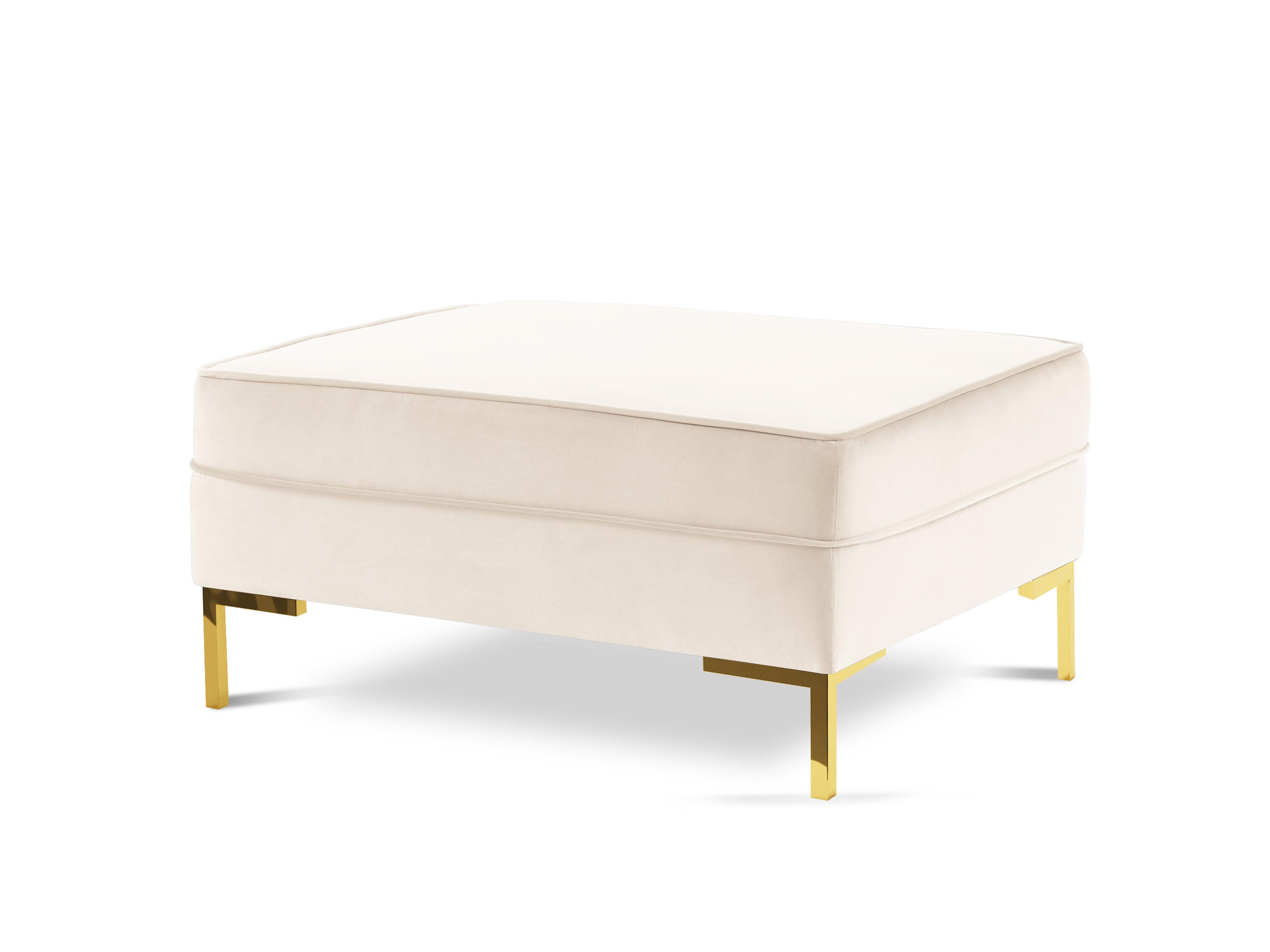 LUIS velvet pouffe beige with gold base - Eye on Design