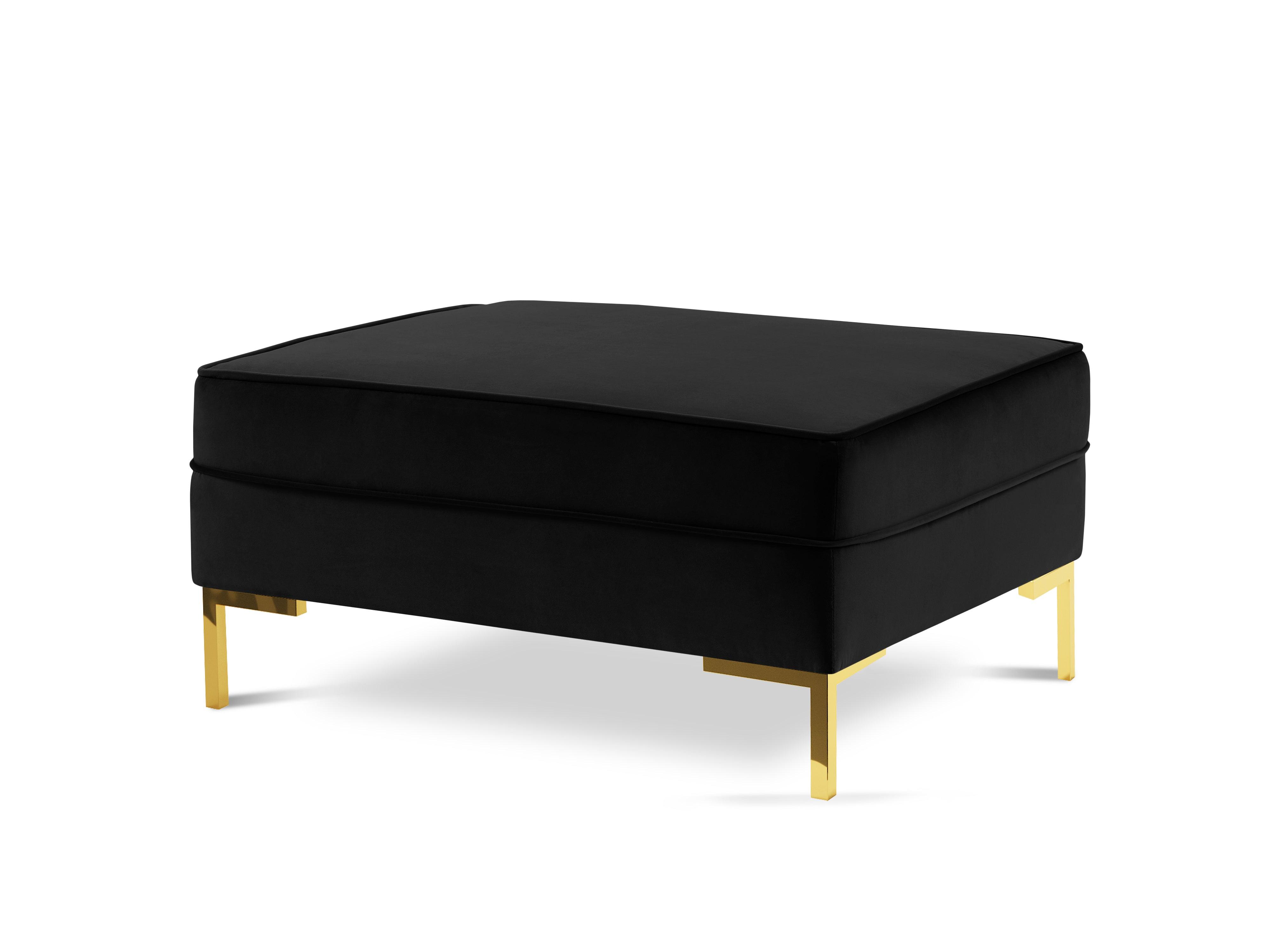 LUIS velvet pouffe black with gold base - Eye on Design