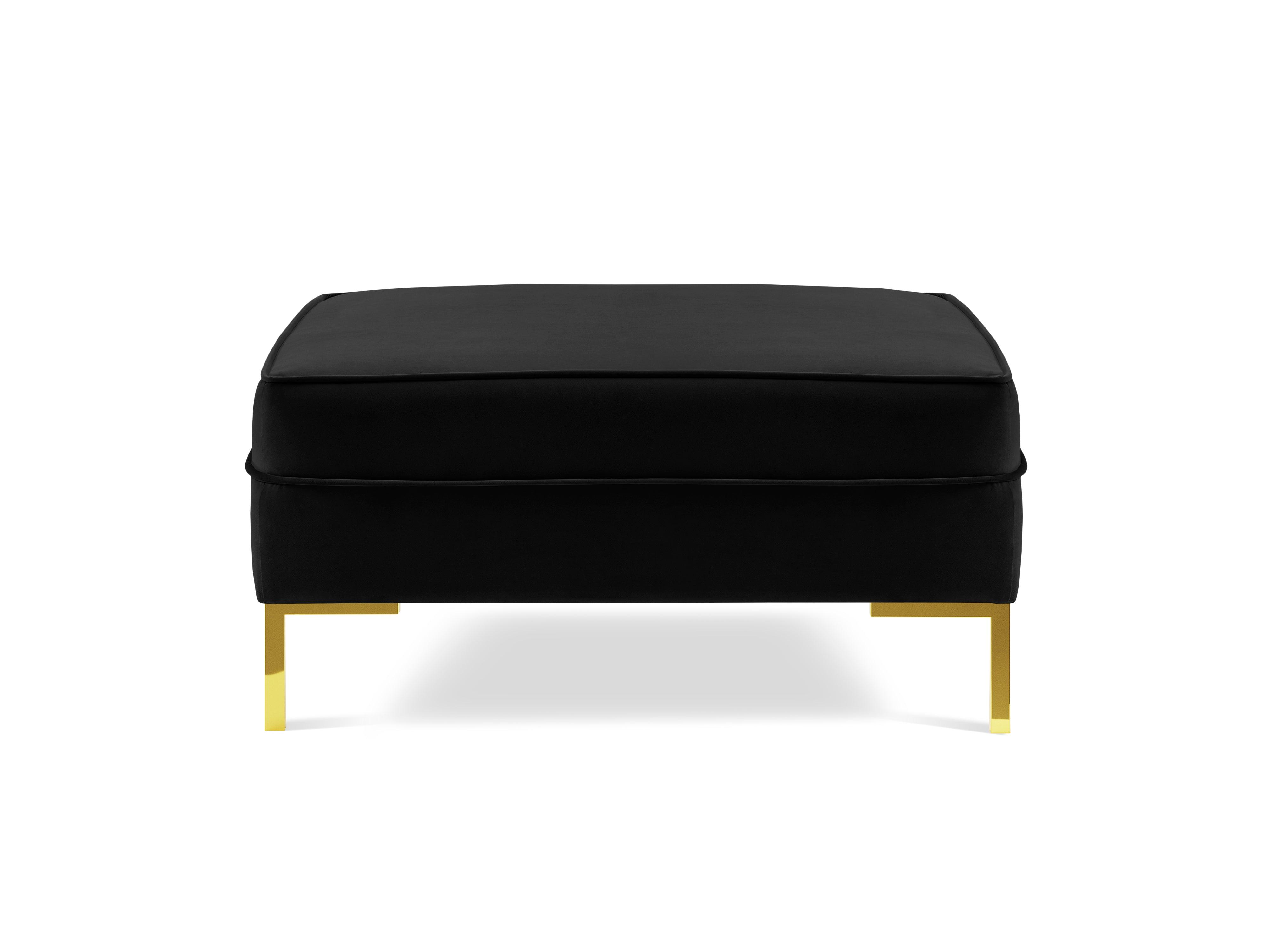 LUIS velvet pouffe black with gold base - Eye on Design