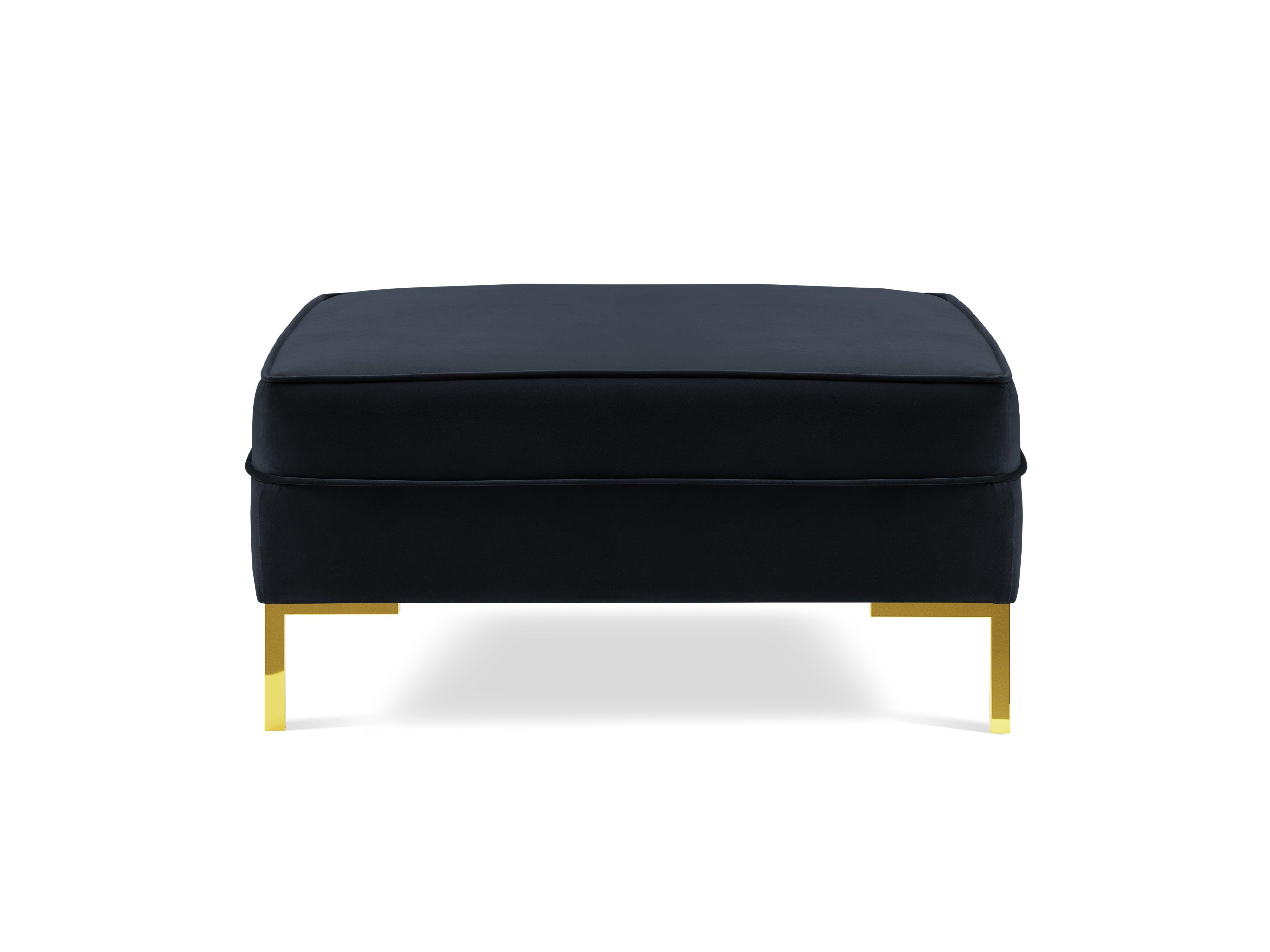 LUIS velvet pouffe dark blue with gold base - Eye on Design